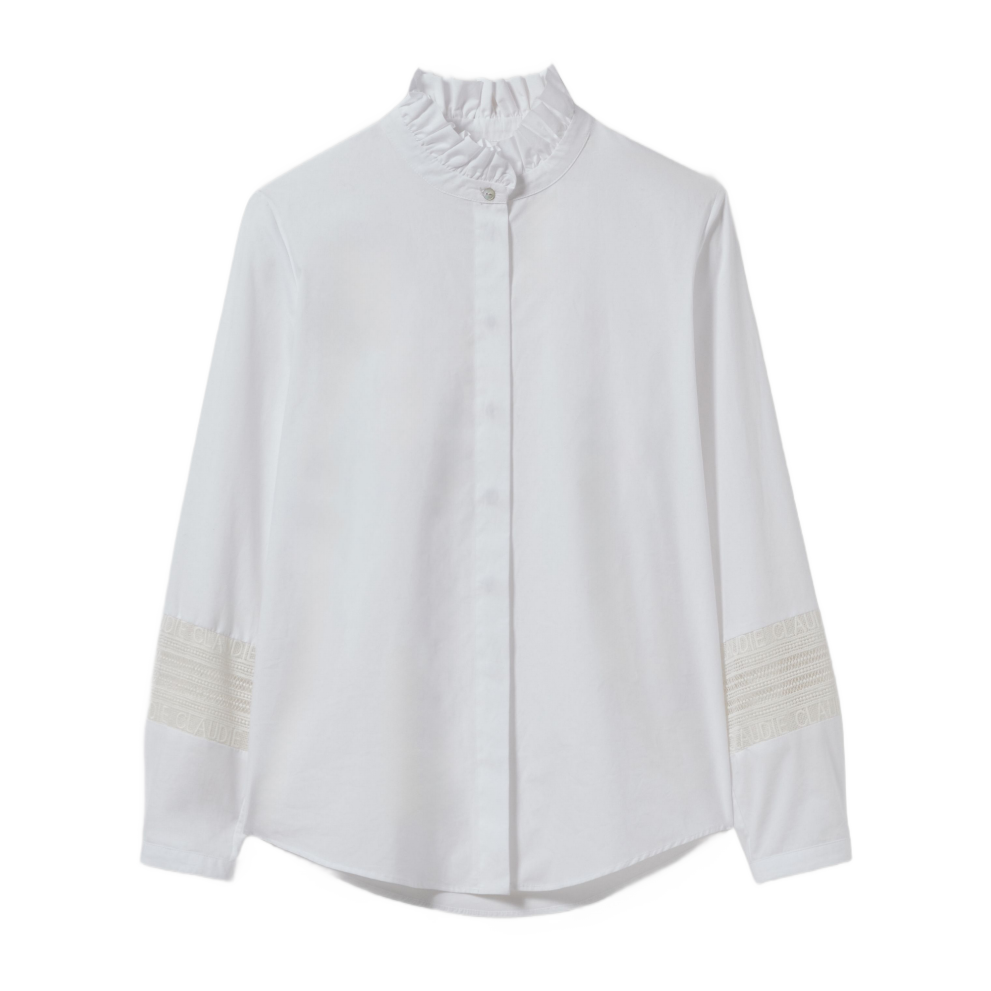 Chemise à col volanté en coton CLAUDIE PIERLOT Blanc