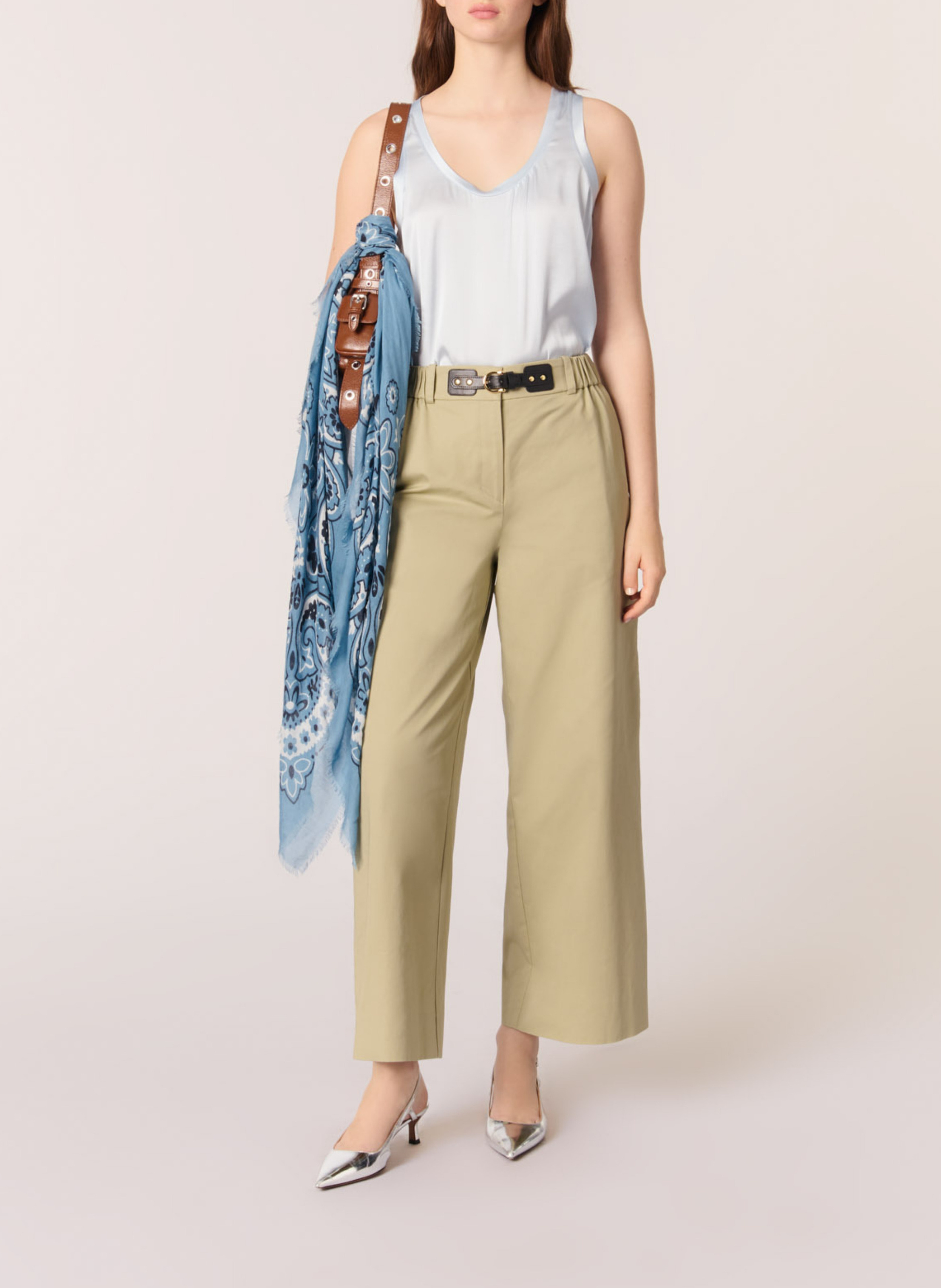 Débardeur droit en soie mélangée MAJE Bleu