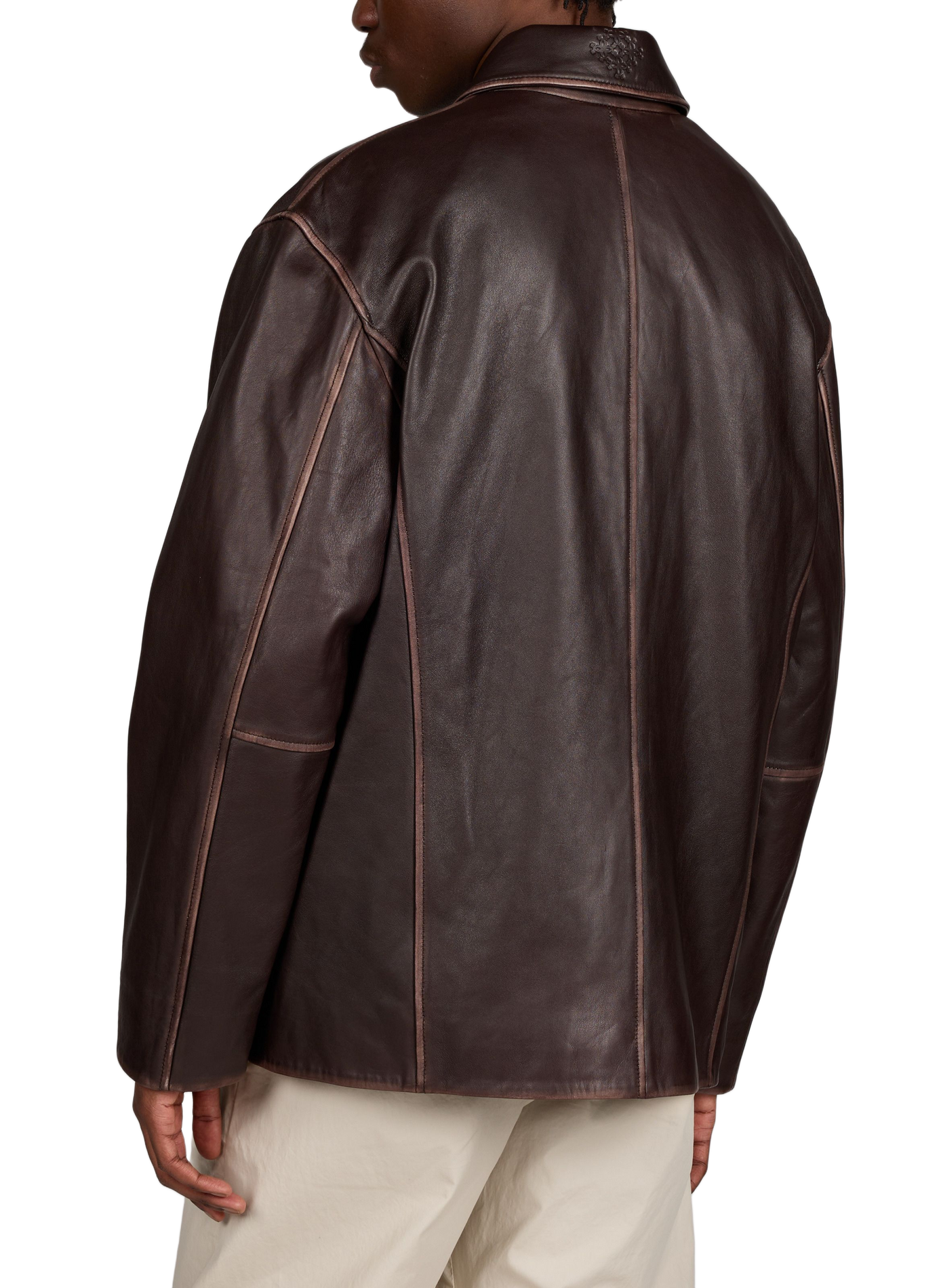 Buttoned leather jacket CALEB Brown