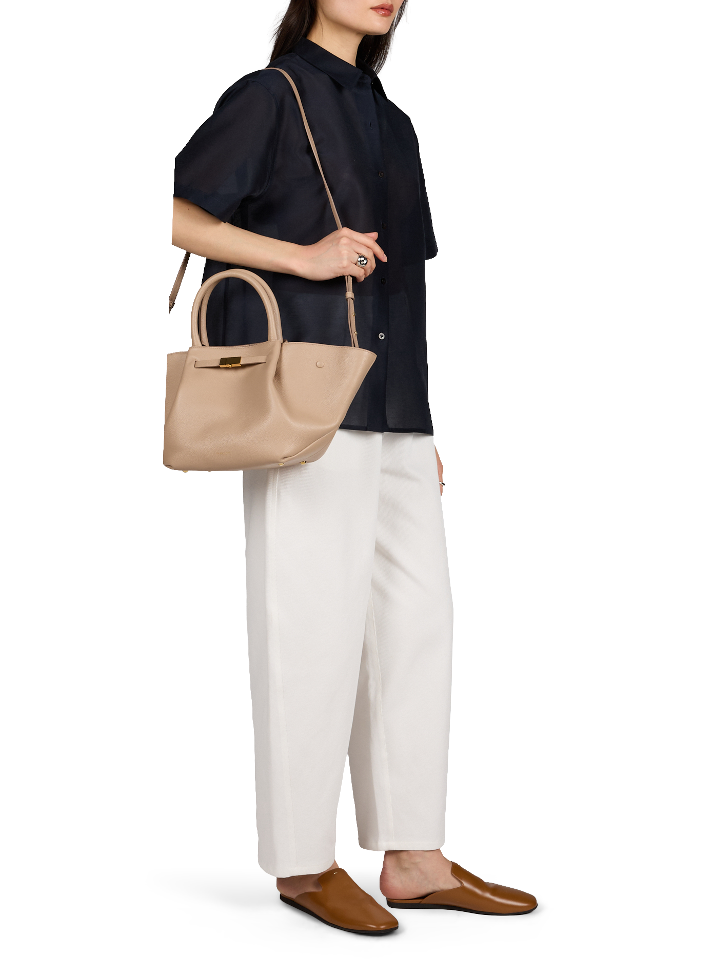 Gestreifter Ledertasche DEMELLIER LONDON Braun