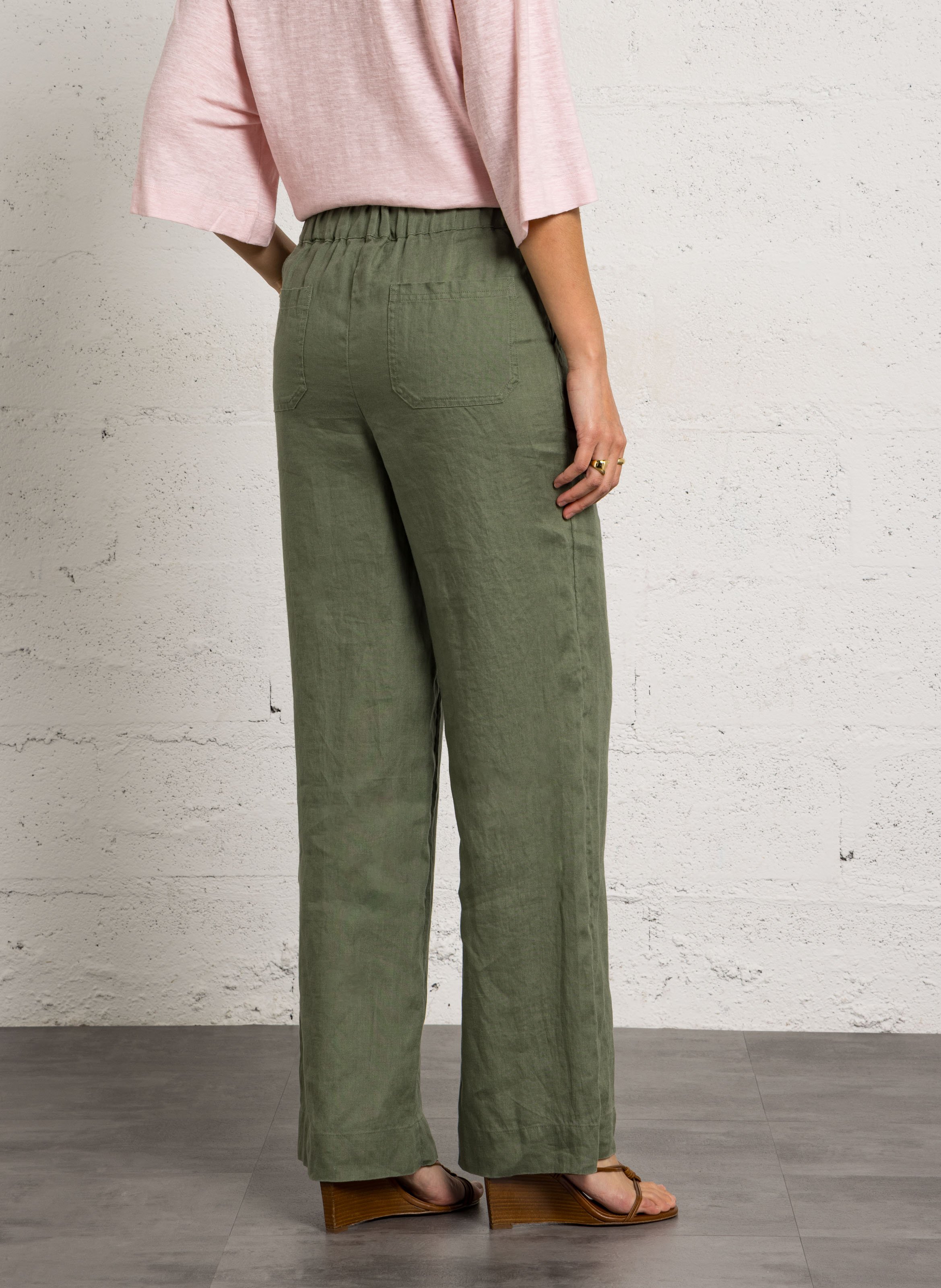 Pantalon large en lin terry MAISON 123 Vert