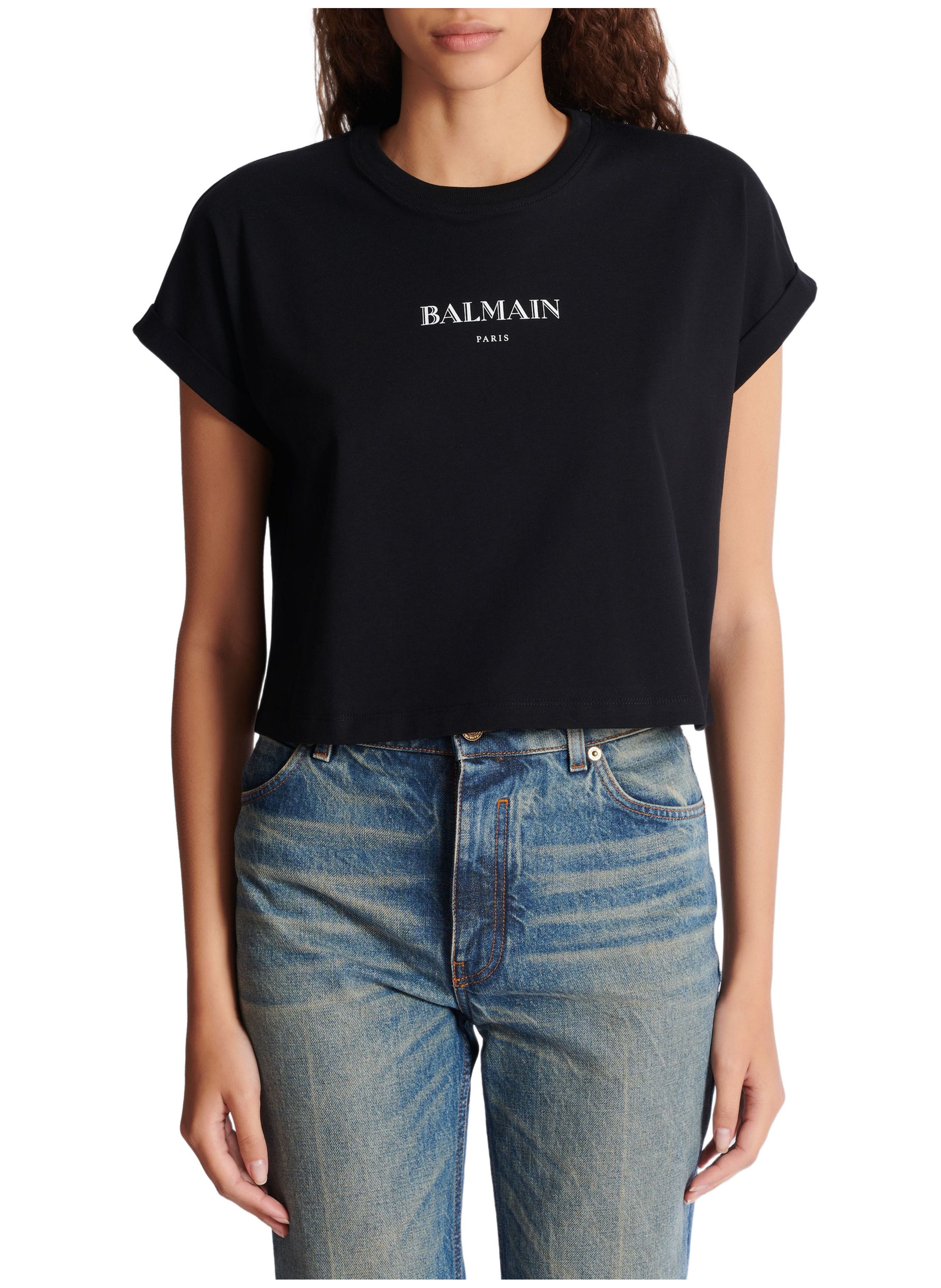 T-shirt court avec imprimé balmain BALMAIN Noir