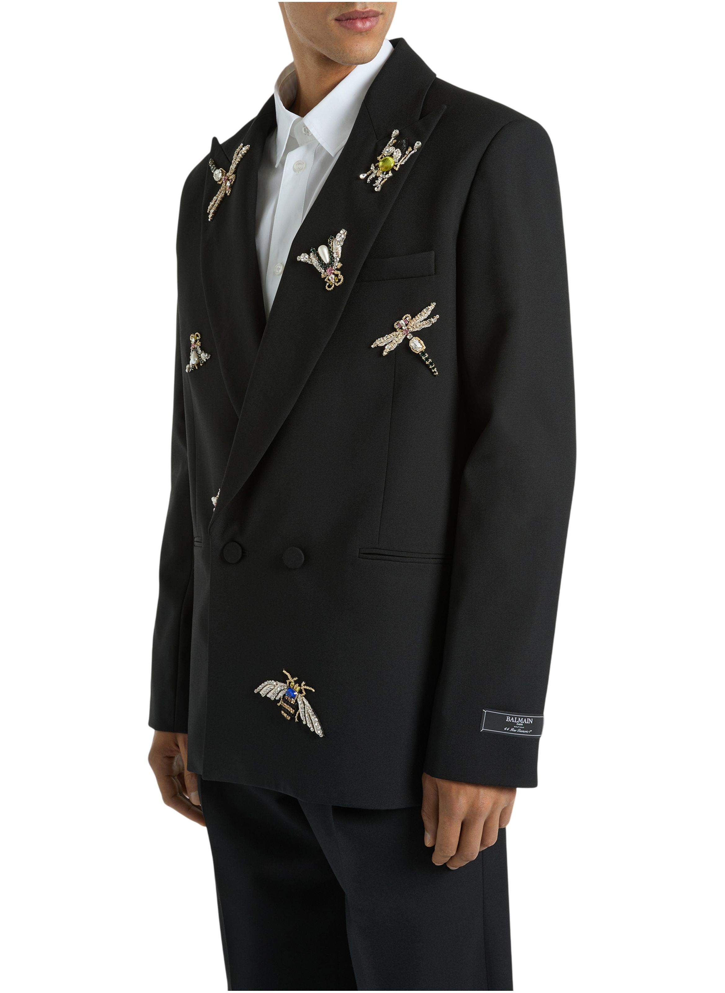 Veste brodée balmain insect en laine et cristaux BALMAIN Noir
