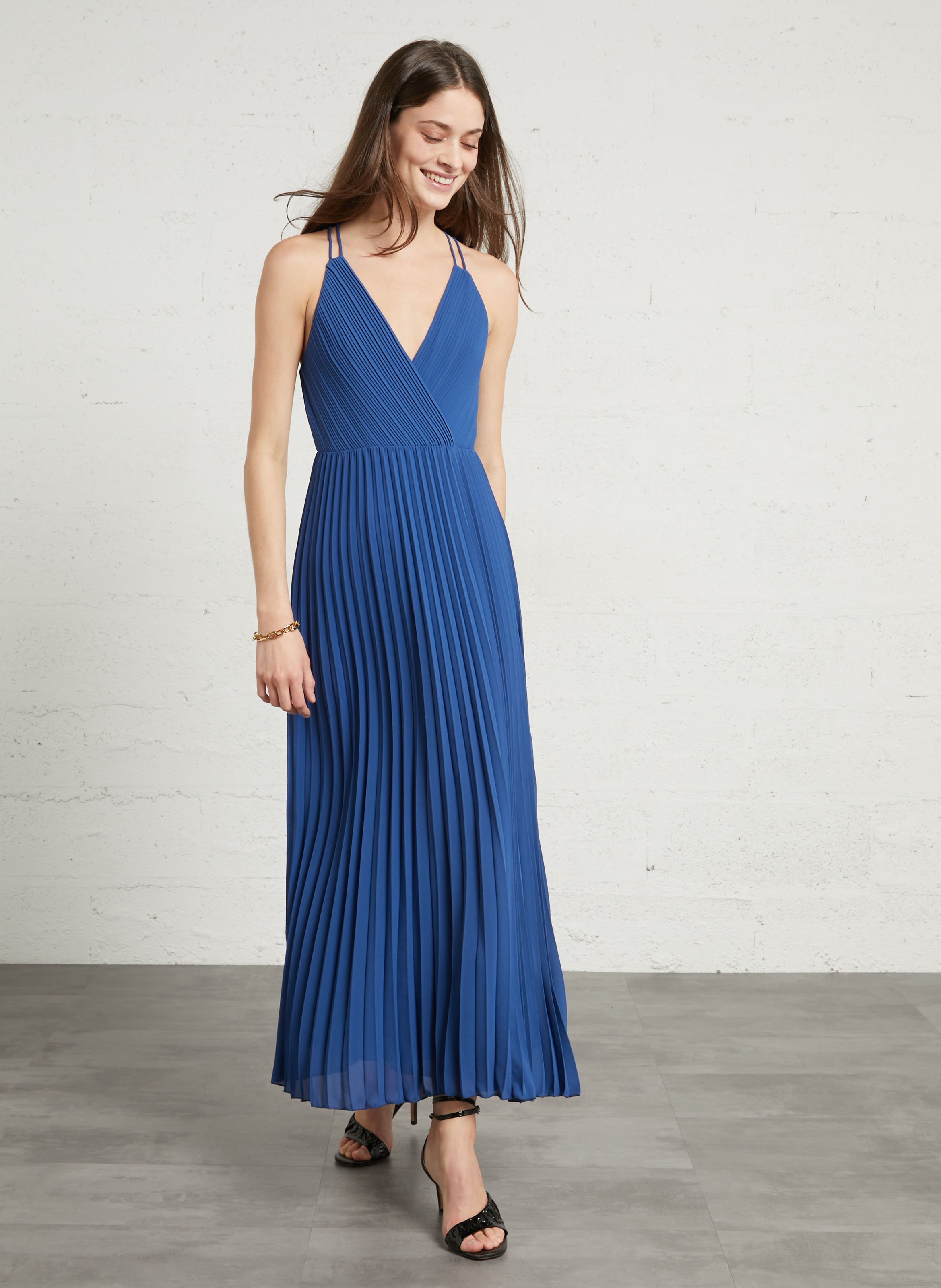 Robe longue plissée à bretelles lamore MAISON 123 Violet