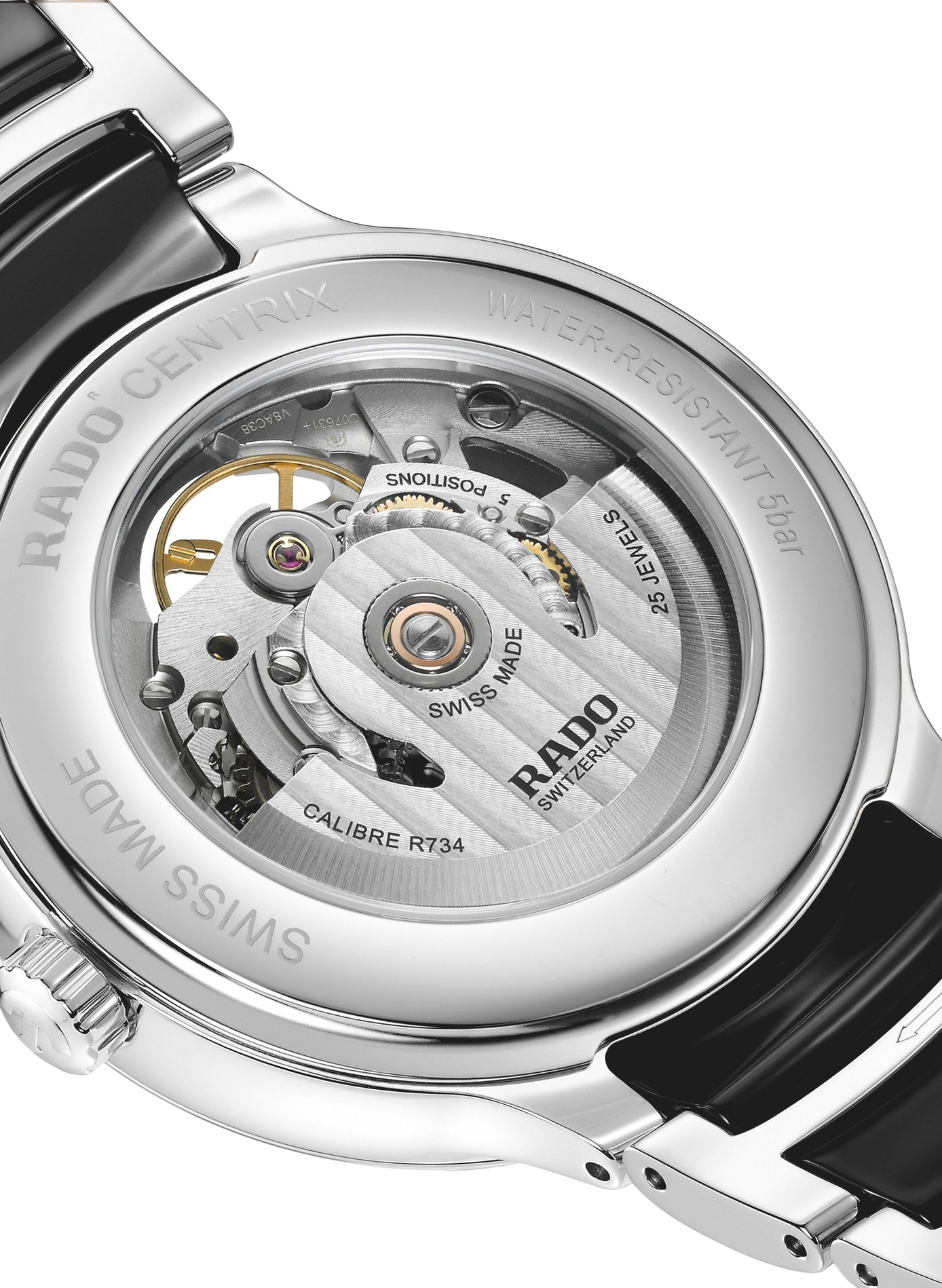 Montre automatique Centrix Automatic Open Heart en céramique RADO Argent