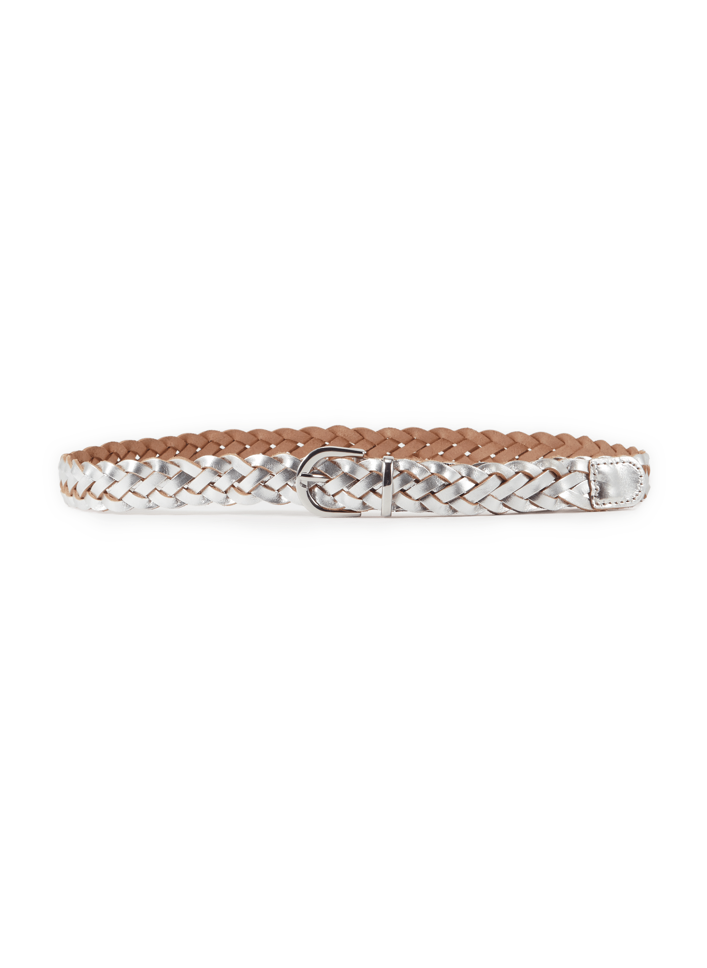Braided leather belt SAISON 1865 Silver