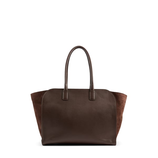 Sac cabas à empiècement daim en cuir grainé Sac cabas à empiècement daim en cuir grainé