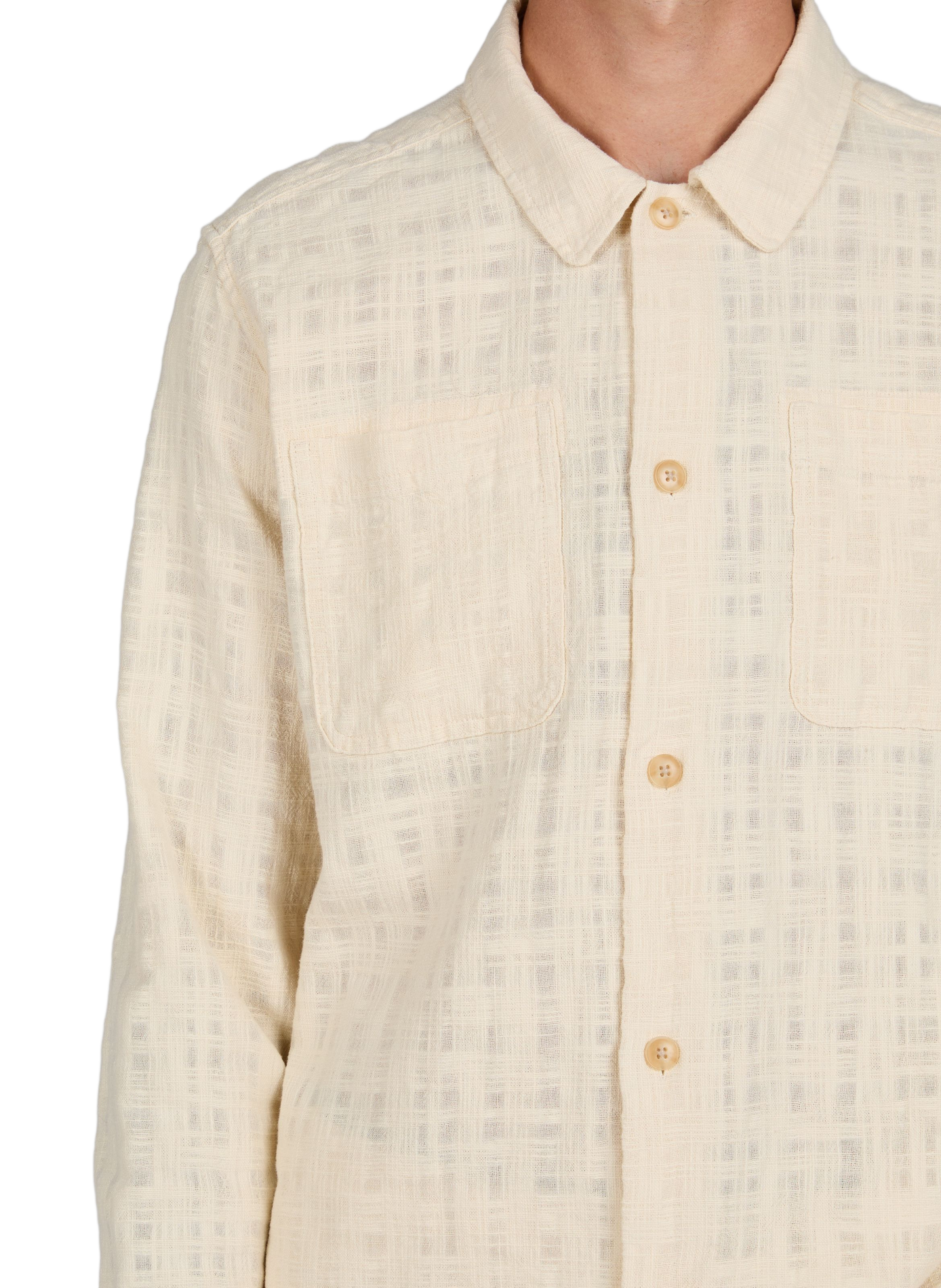 Straight shirt in cotton jacquard check pattern LES DEUX Beige