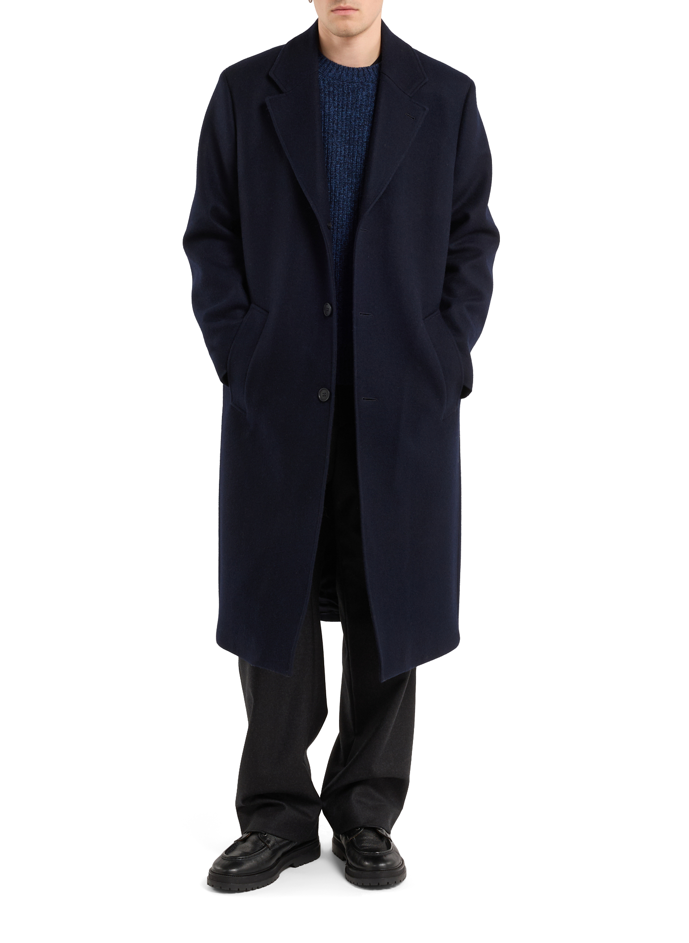 Solid long wool coat SAISON 1865 Blue
