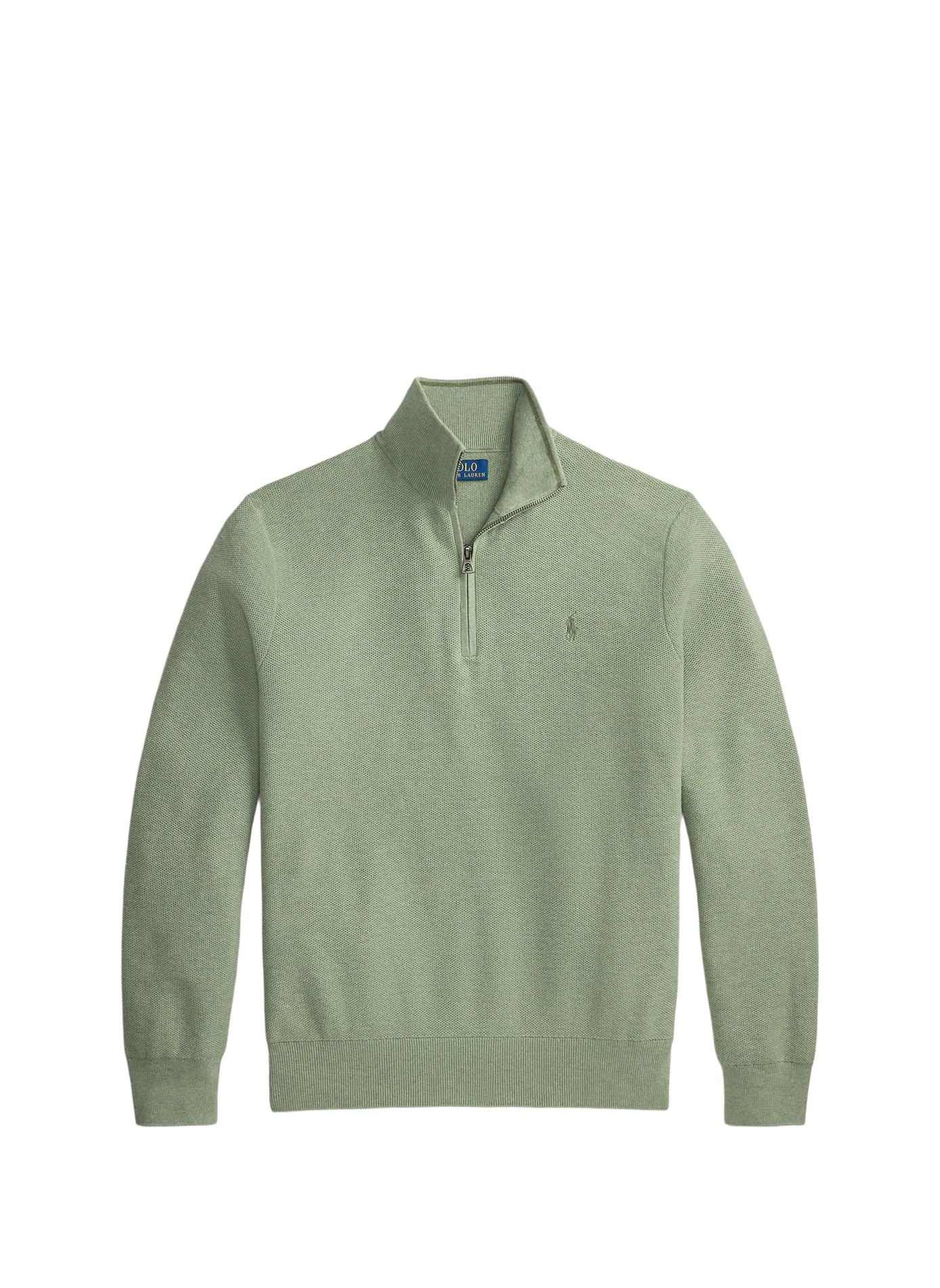 Cotton textured knit zip-up sweater. POLO RALPH LAUREN Green