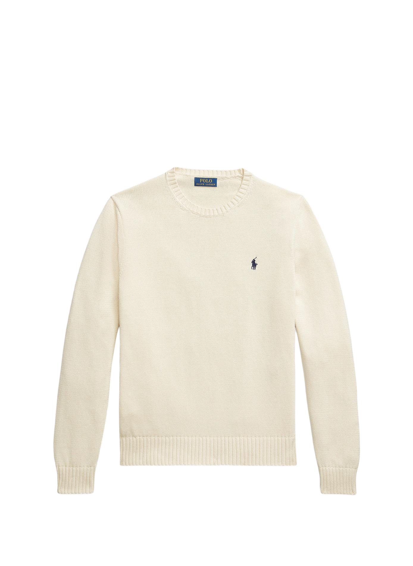Pull côtelé à col rond en coton POLO RALPH LAUREN Beige