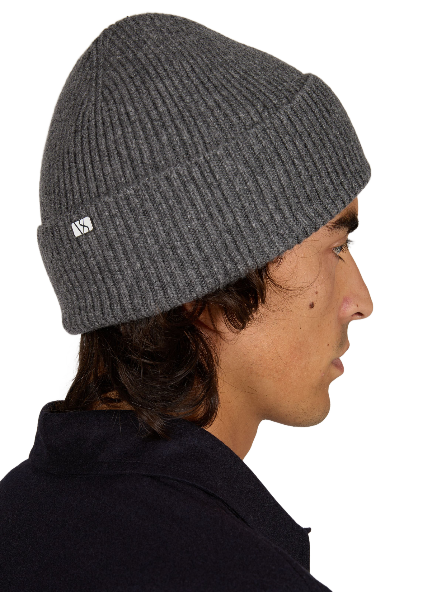 Wool and cashmere beanie VARSITY Grey