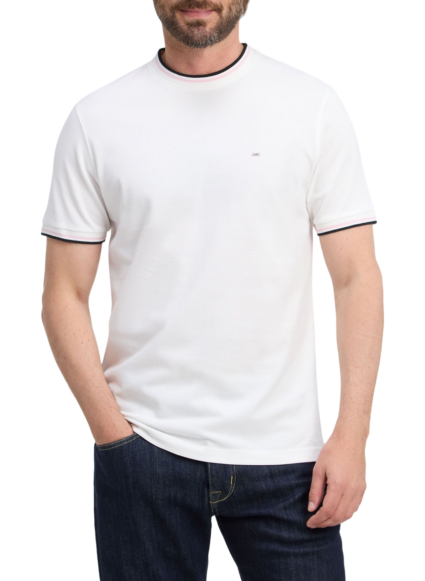 Tee-shirt col rond en coton | Beige EDEN PARK Heren