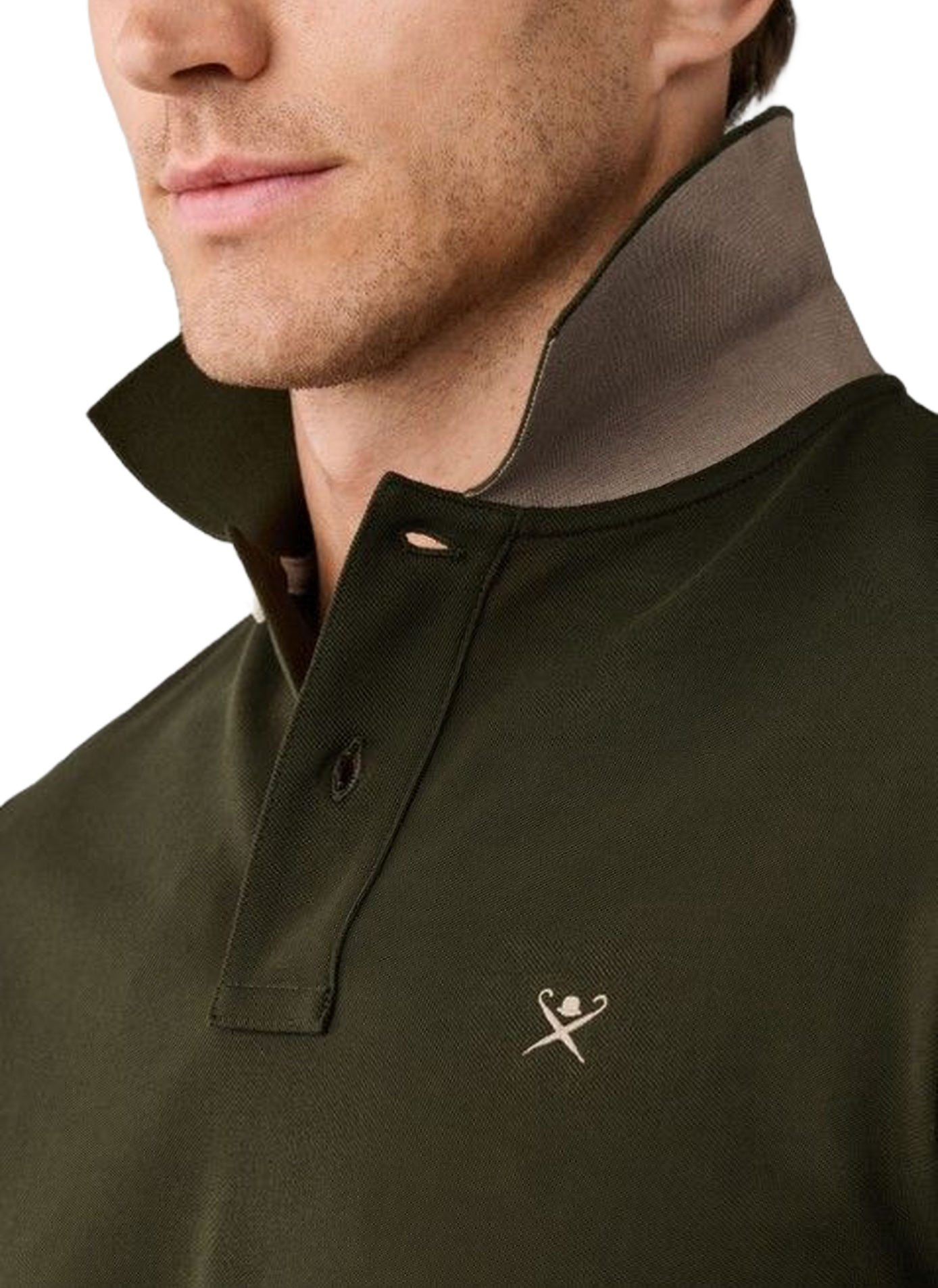 Long-sleeve cotton knit polo | Green HACKETT Men