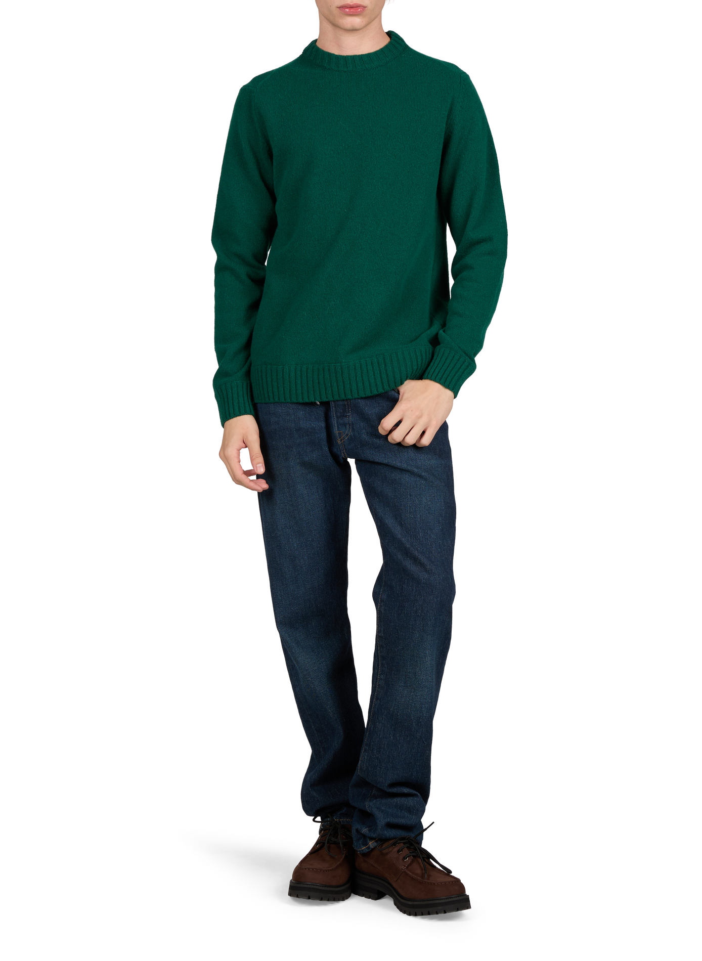 Pull droit col rond en laine mélangée | Vert LAFAURIE Homme