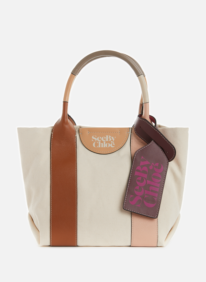 Laetizia cotton canvas and leather tote bag SEE BY CHLOE