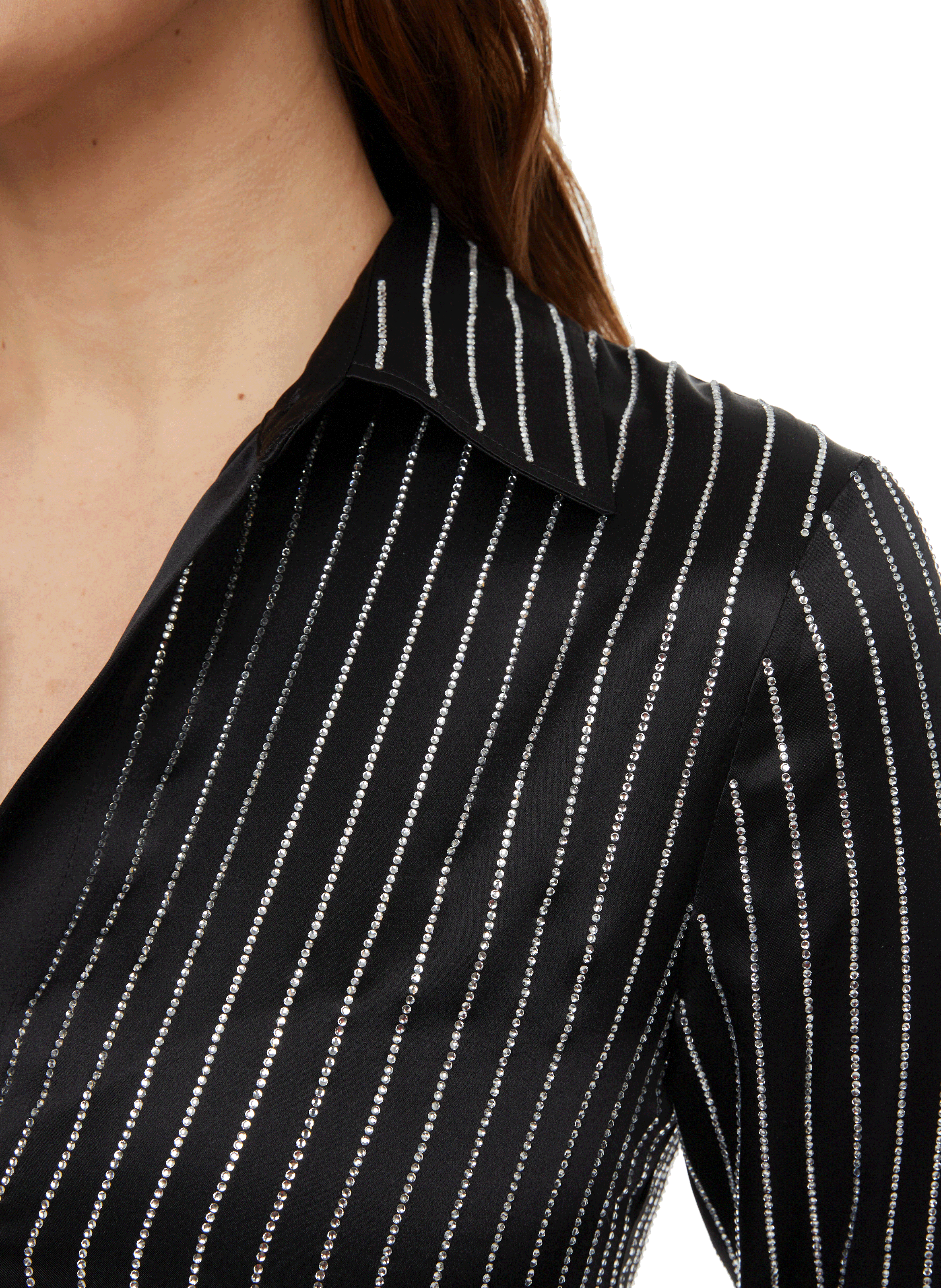 Striped silk rhinestone dress ALEXANDER WANG Black