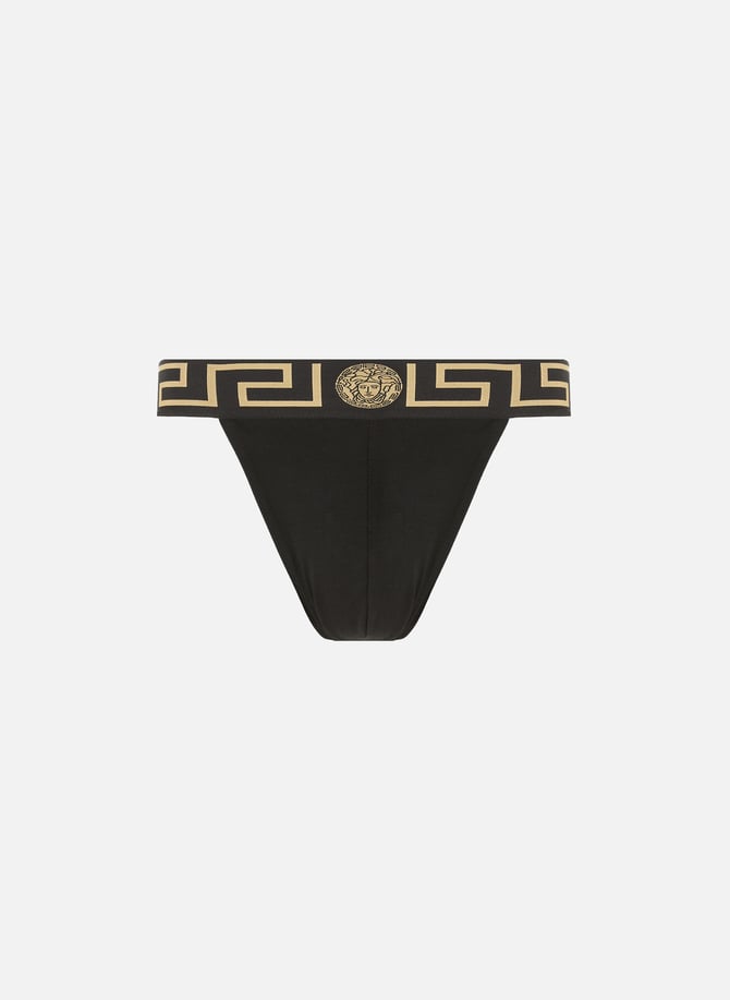 Slip suspensoir Greca en coton stretch VERSACE