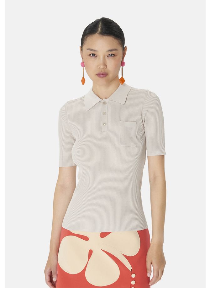 T-shirt  uni longueur standard manches courtes col chemise - pam TARA JARMON