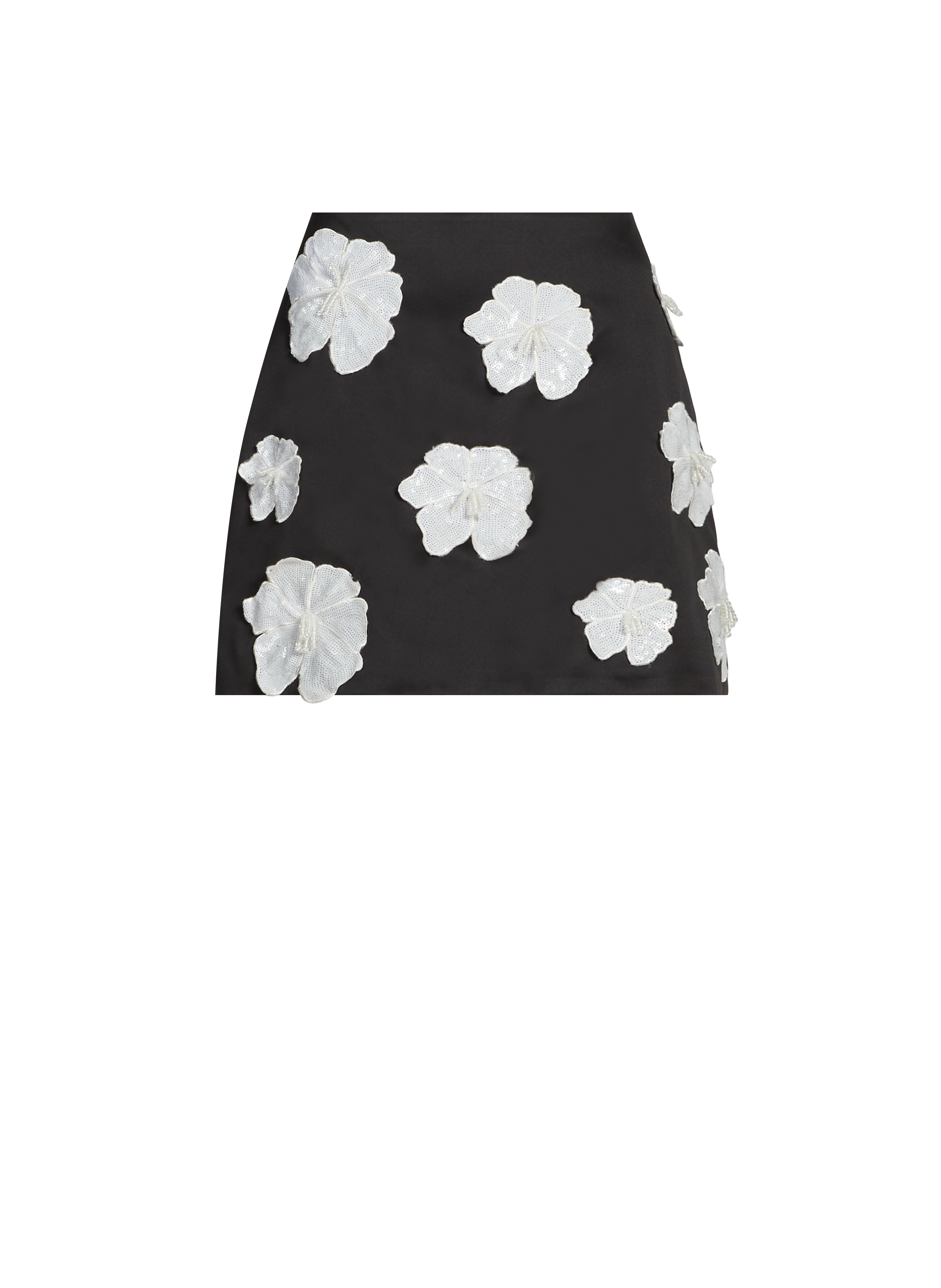 Jupe satinée avec motif fleuri ROTATE Noir