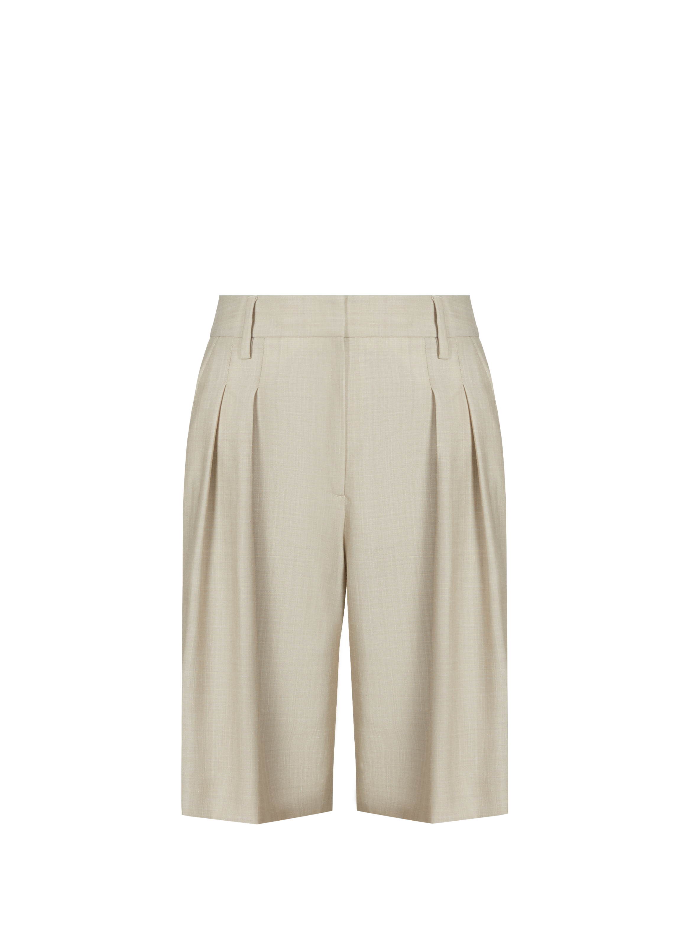 Pleated wool and silk shorts by VERDA SAISON 1865 Beige