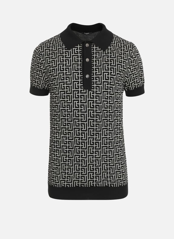 Polo monogramme Noir by BALMAIN BALMAIN Polo monogramme Noir