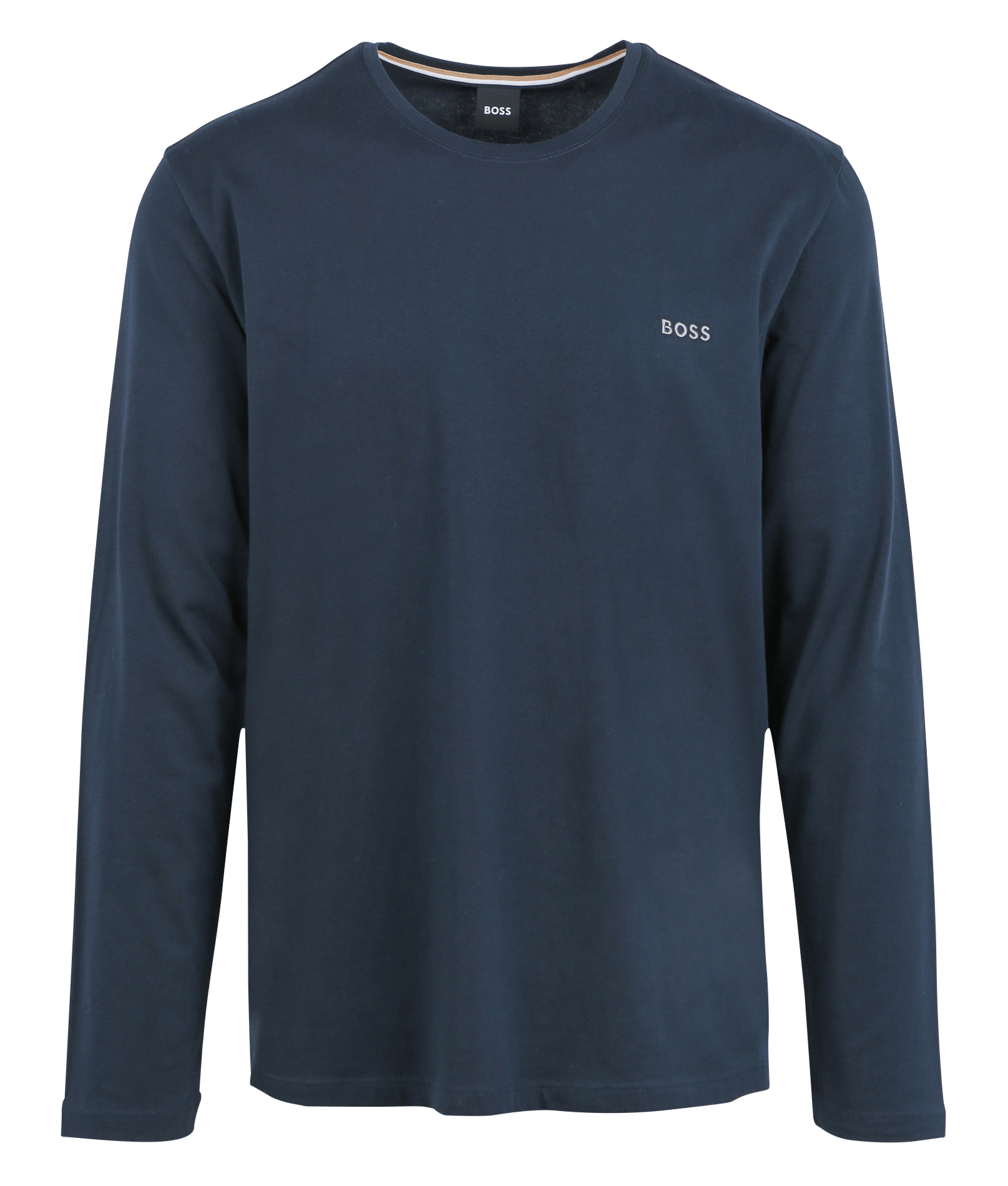 Tee-shirt à manches longues avec logo brodé en coton BOSS Bleu