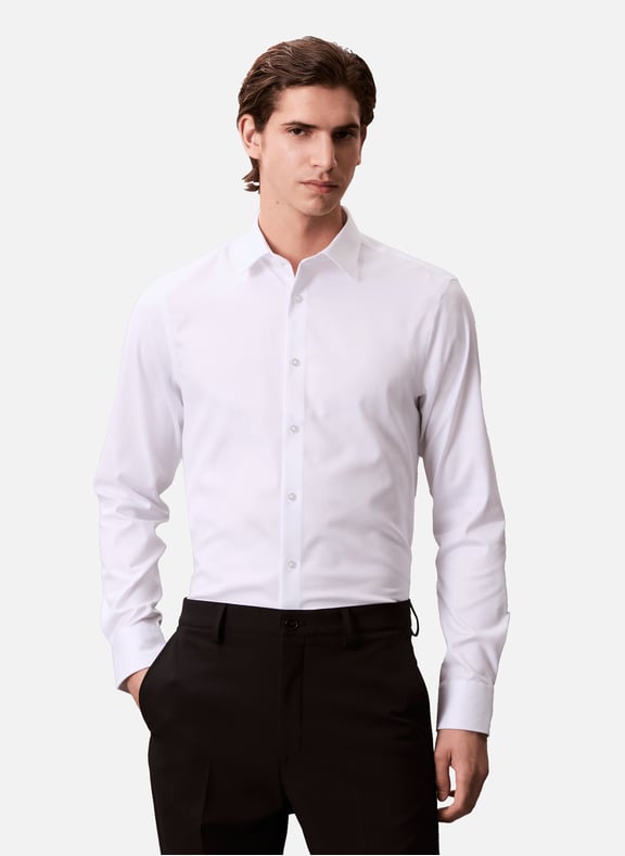 Chemise en coton mélangé Blanc by CALVIN KLEIN CALVIN KLEIN Chemise en coton mélangé Blanc