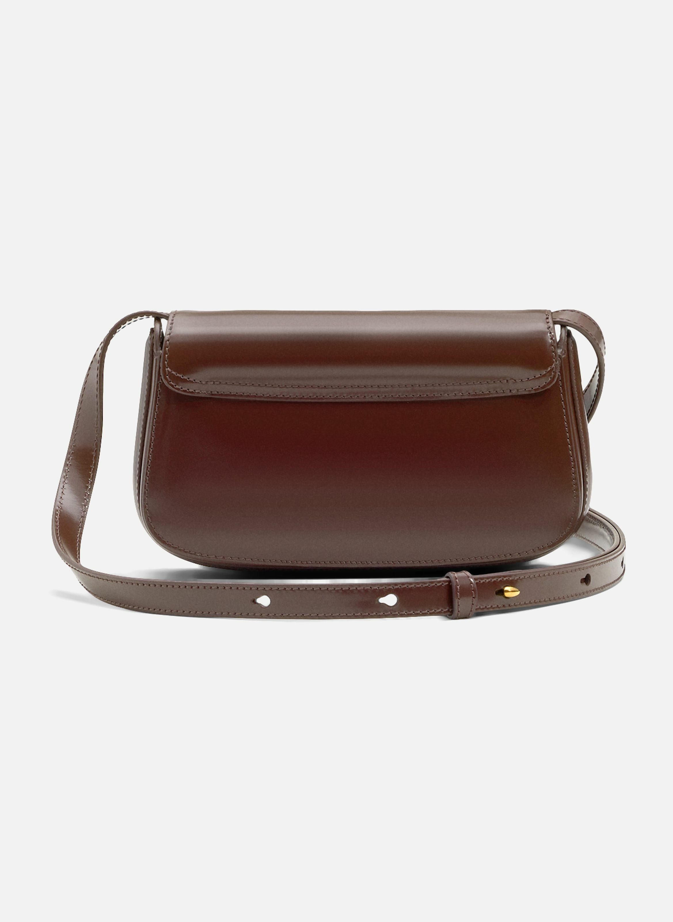 Sac porté croisé paris paris petit en cuir glacé unisexe Rouge