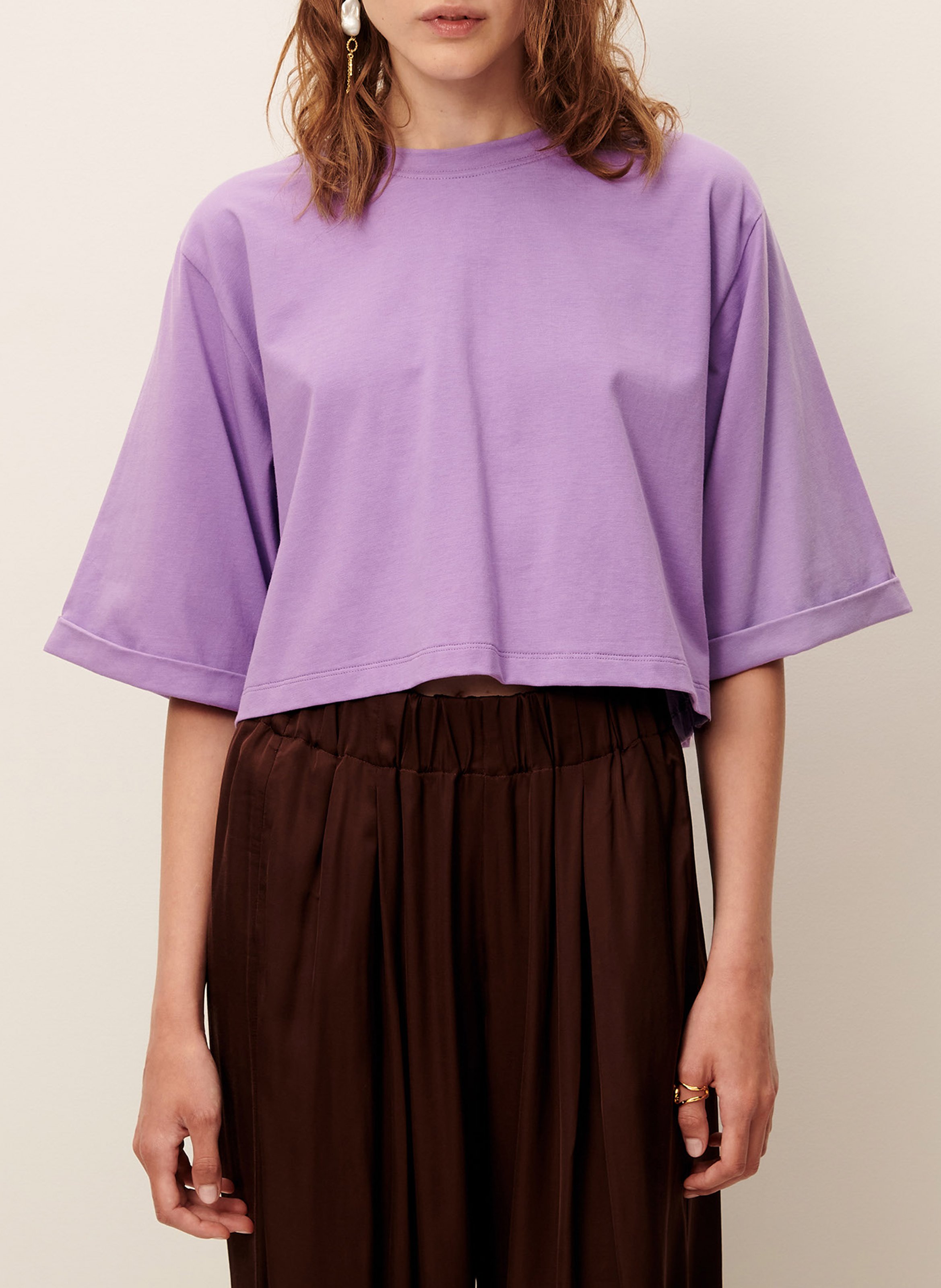 Tee-shirt col rond en coton babe SESSUN Violet