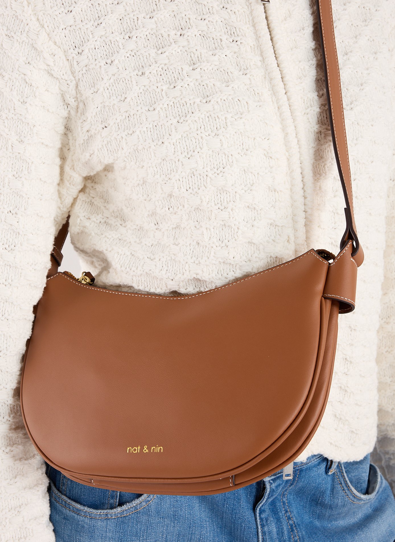 Sac à bandoulière Lune  NAT &amp; NIN Marron
