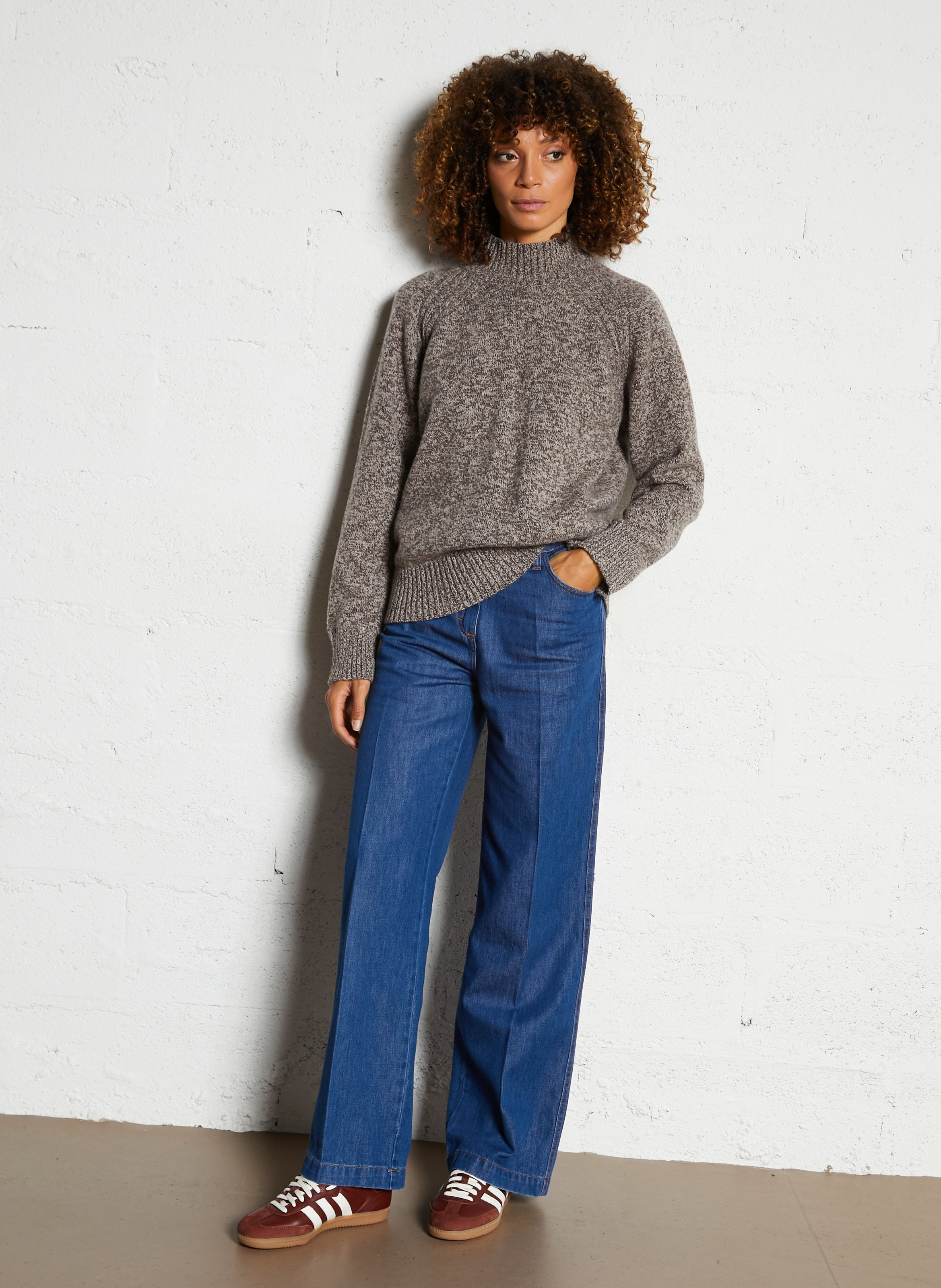 Pull droit col montant en laine heritage ARMOR-LUX Gris