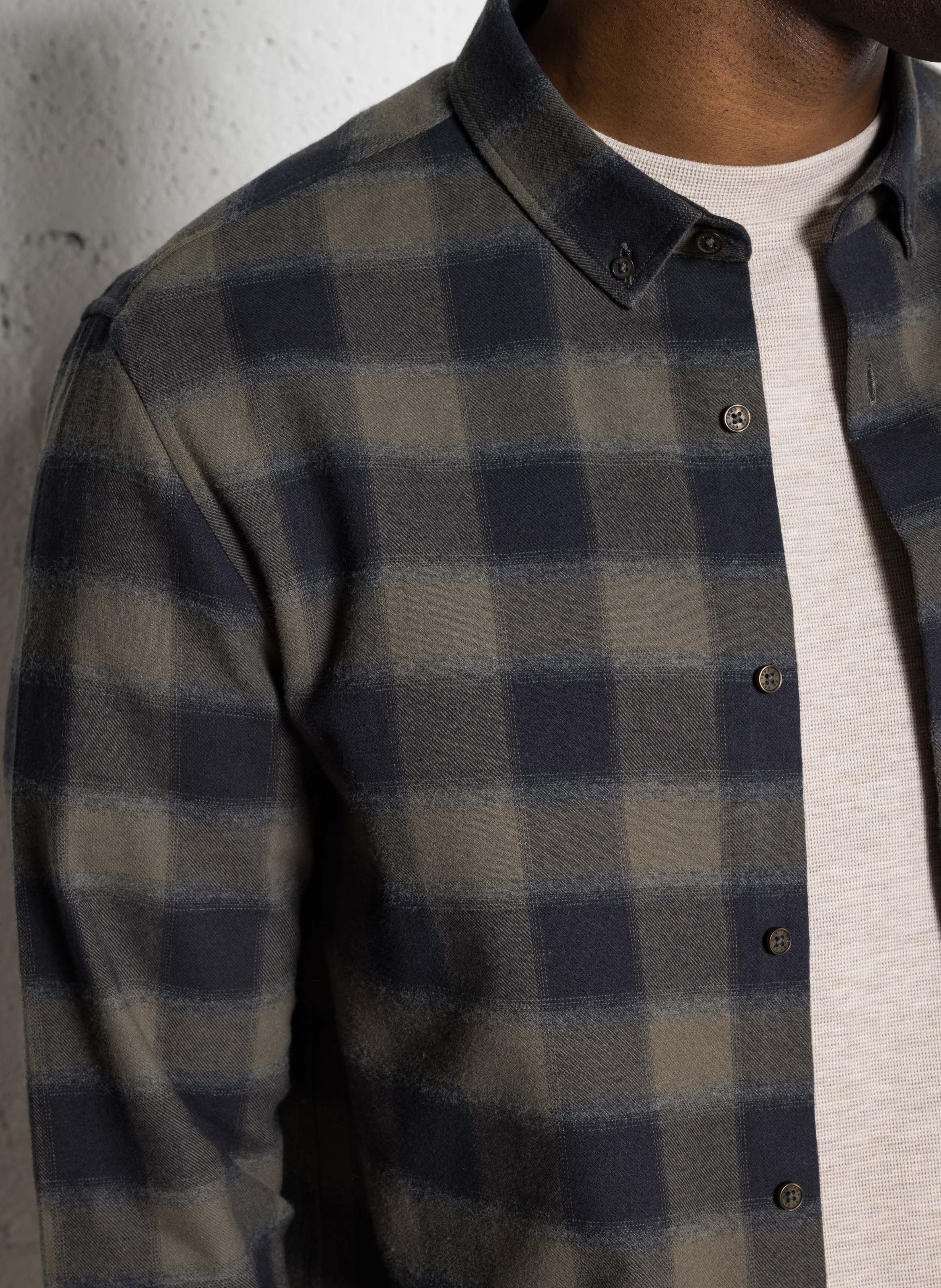 Chemise droite en coton IKKS Kaki