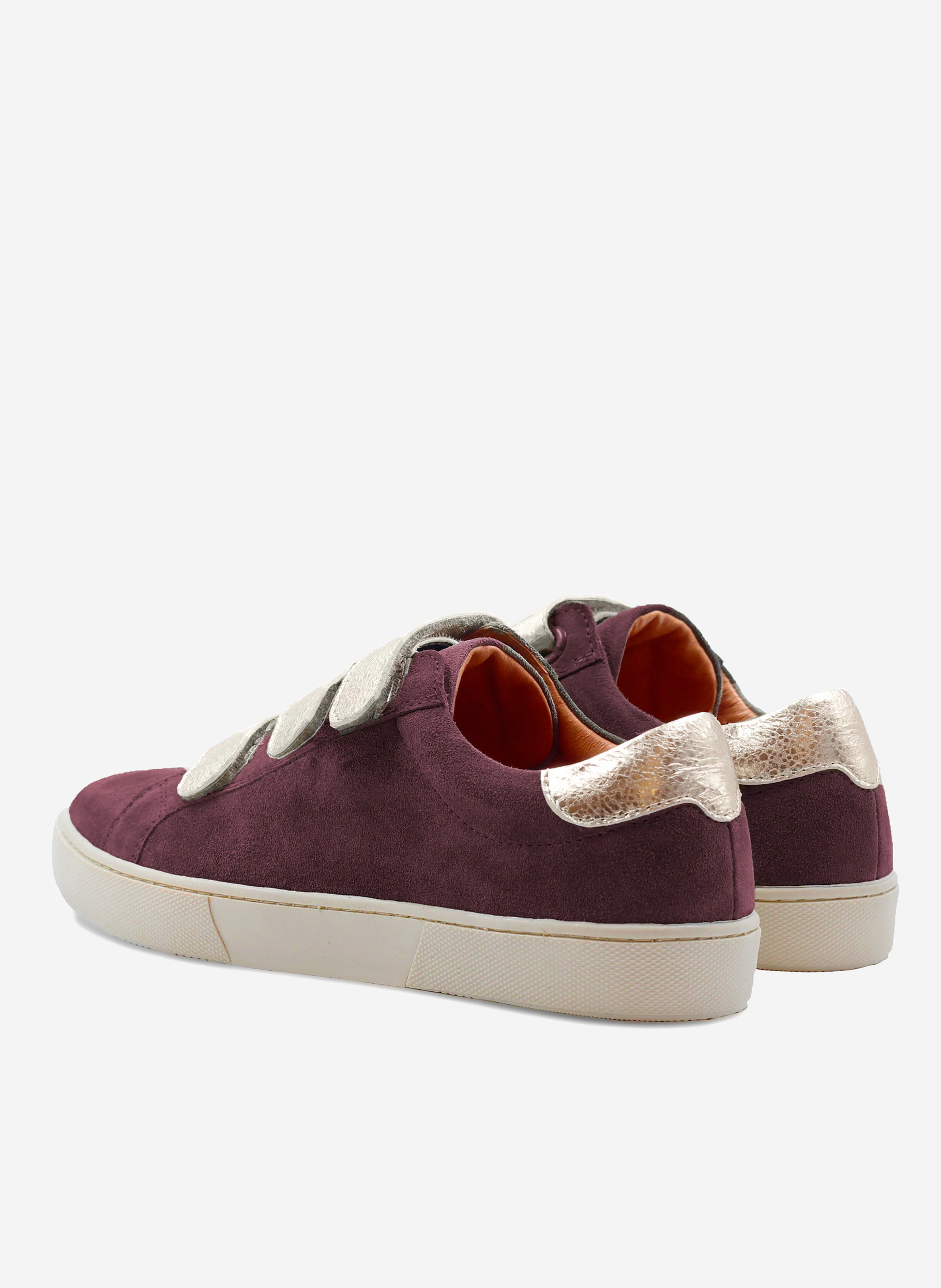 Baskets à scratch cuir daim JULES & JENN Rouge