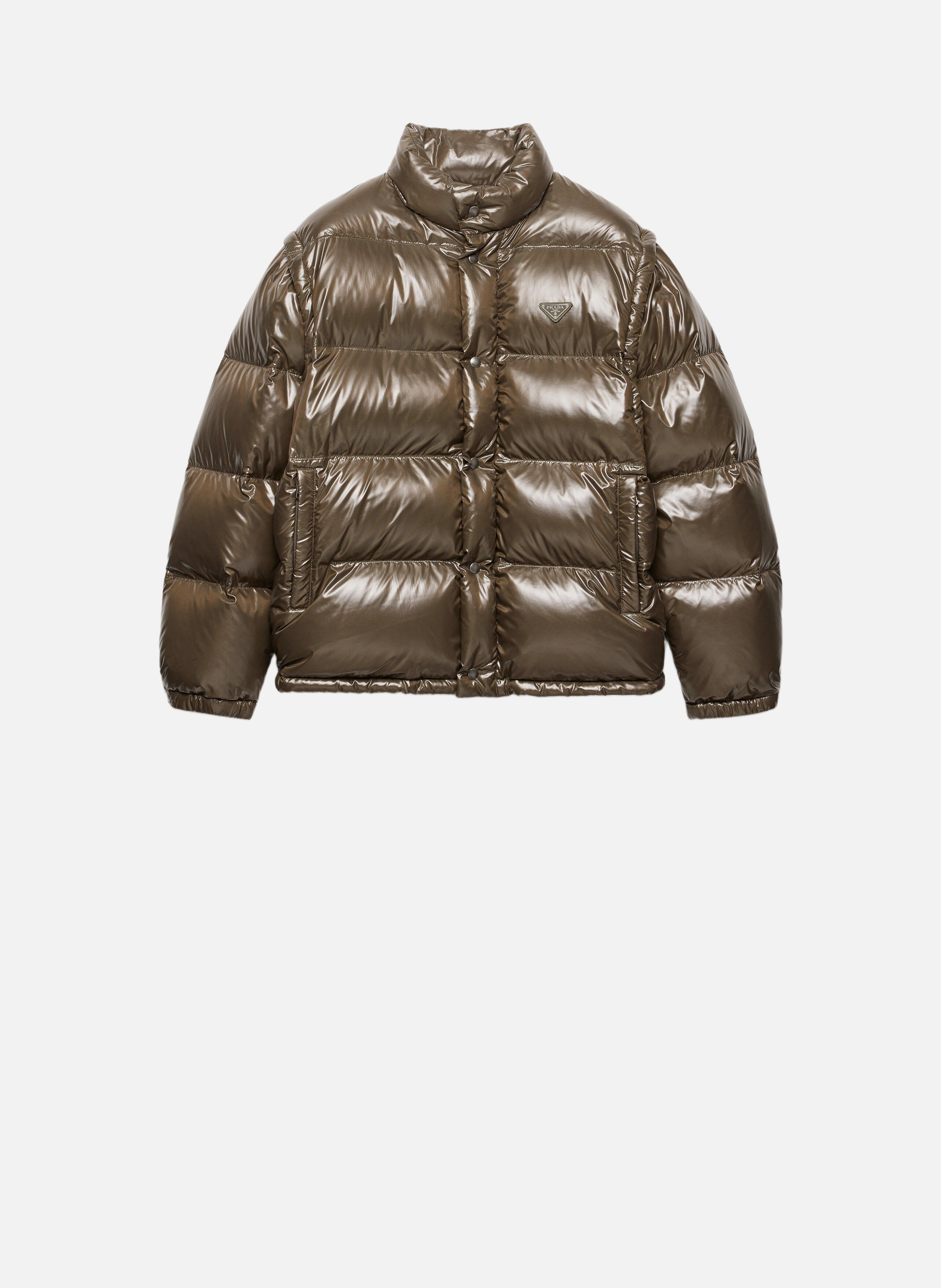 Doudoune en re-nylon à matelassage moyen PRADA Vert