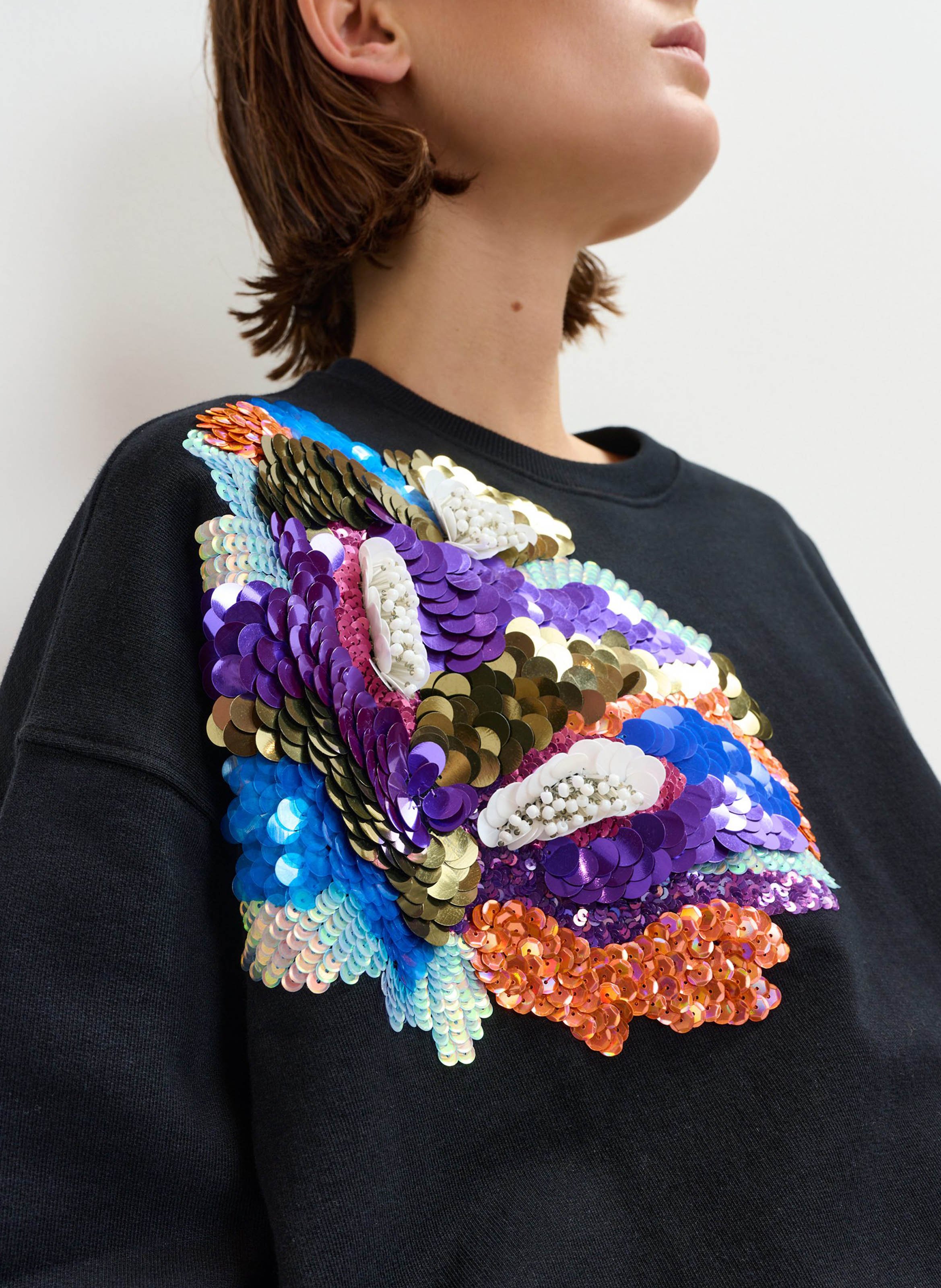 Sweat oversize col rond brodé ivening ESSENTIEL ANTWERP Multicolore