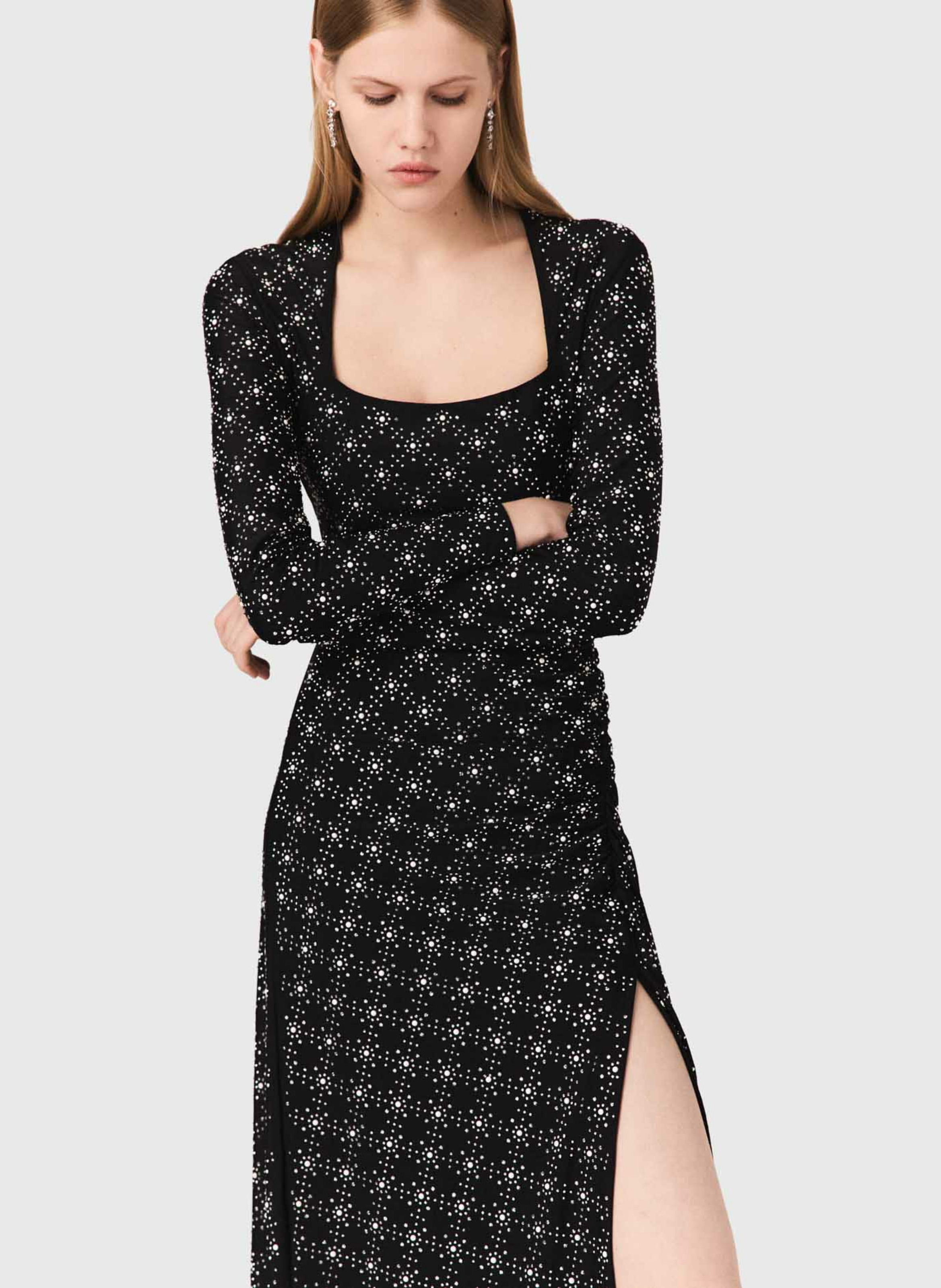 Robe longue col carré MAJE Noir