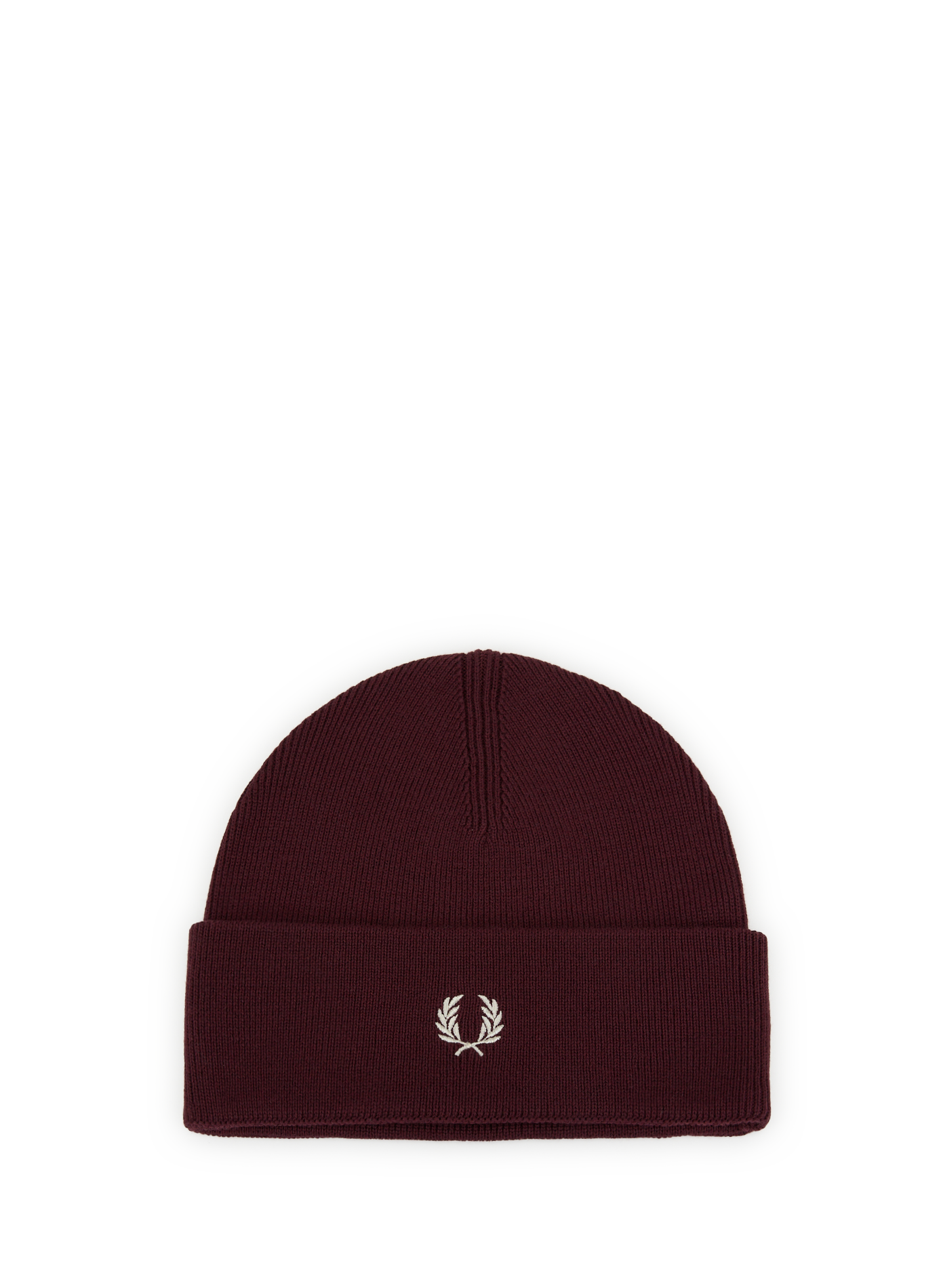 Bonnet côtelé en laine mérinos et coton FRED PERRY Rouge