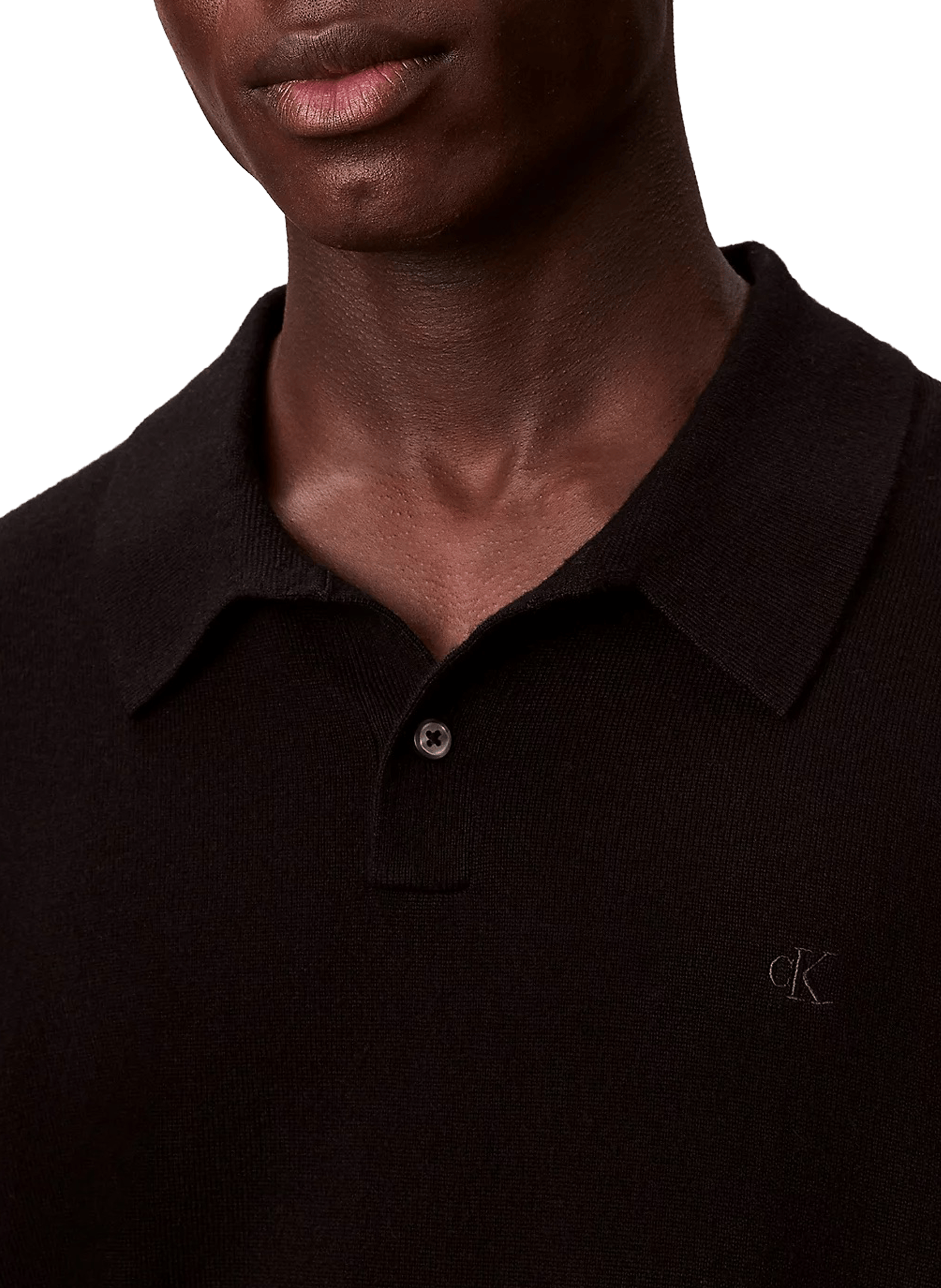 Polo à manches longues en laine CALVIN KLEIN Noir