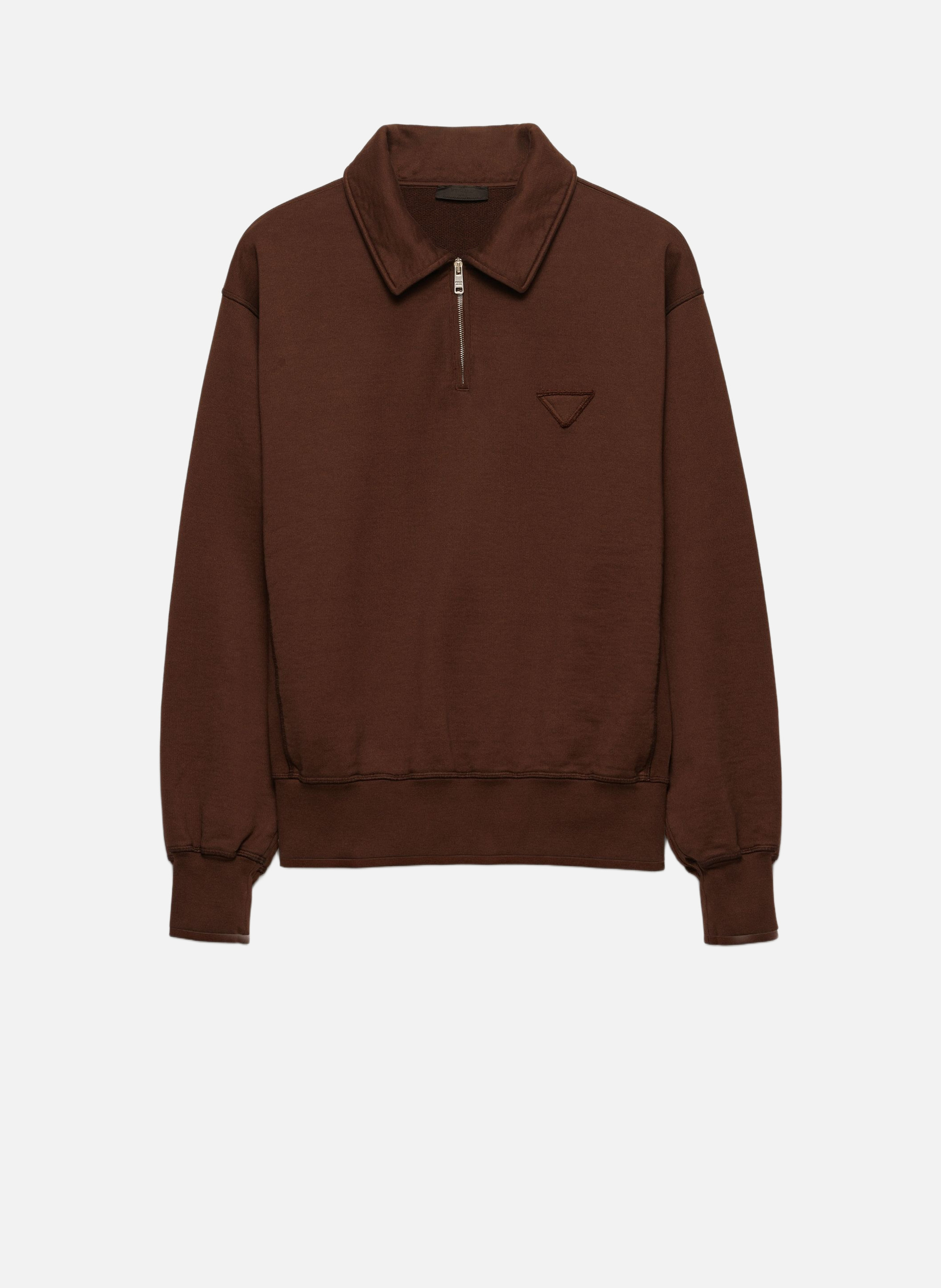 Polo en coton molletonné PRADA Marron