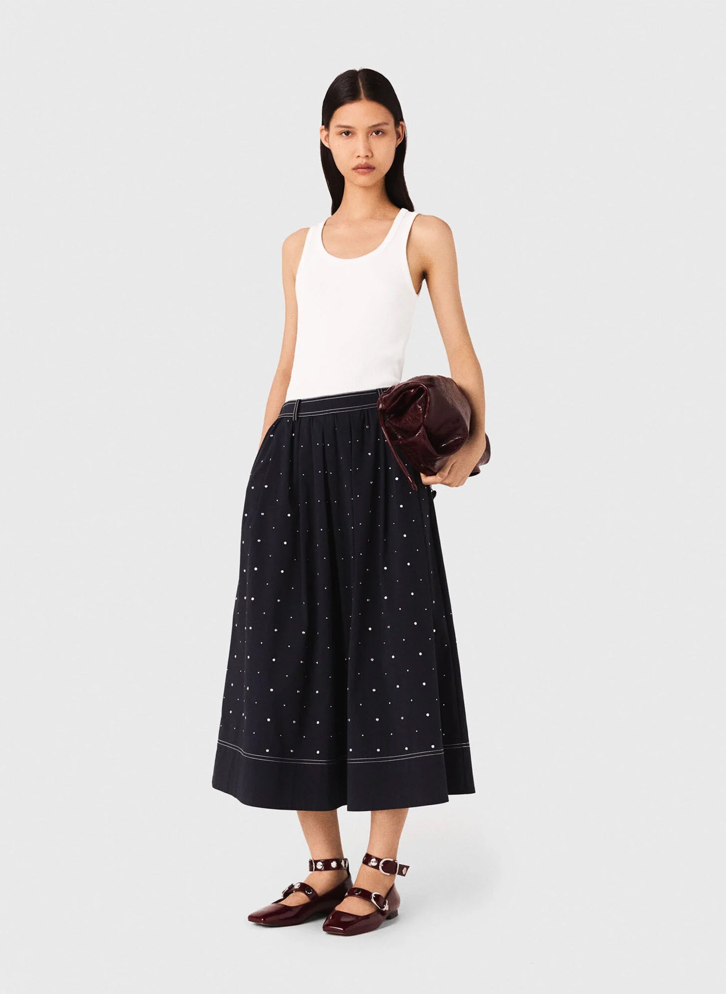 Débardeur col rond en coton mélangé MAJE Blanc