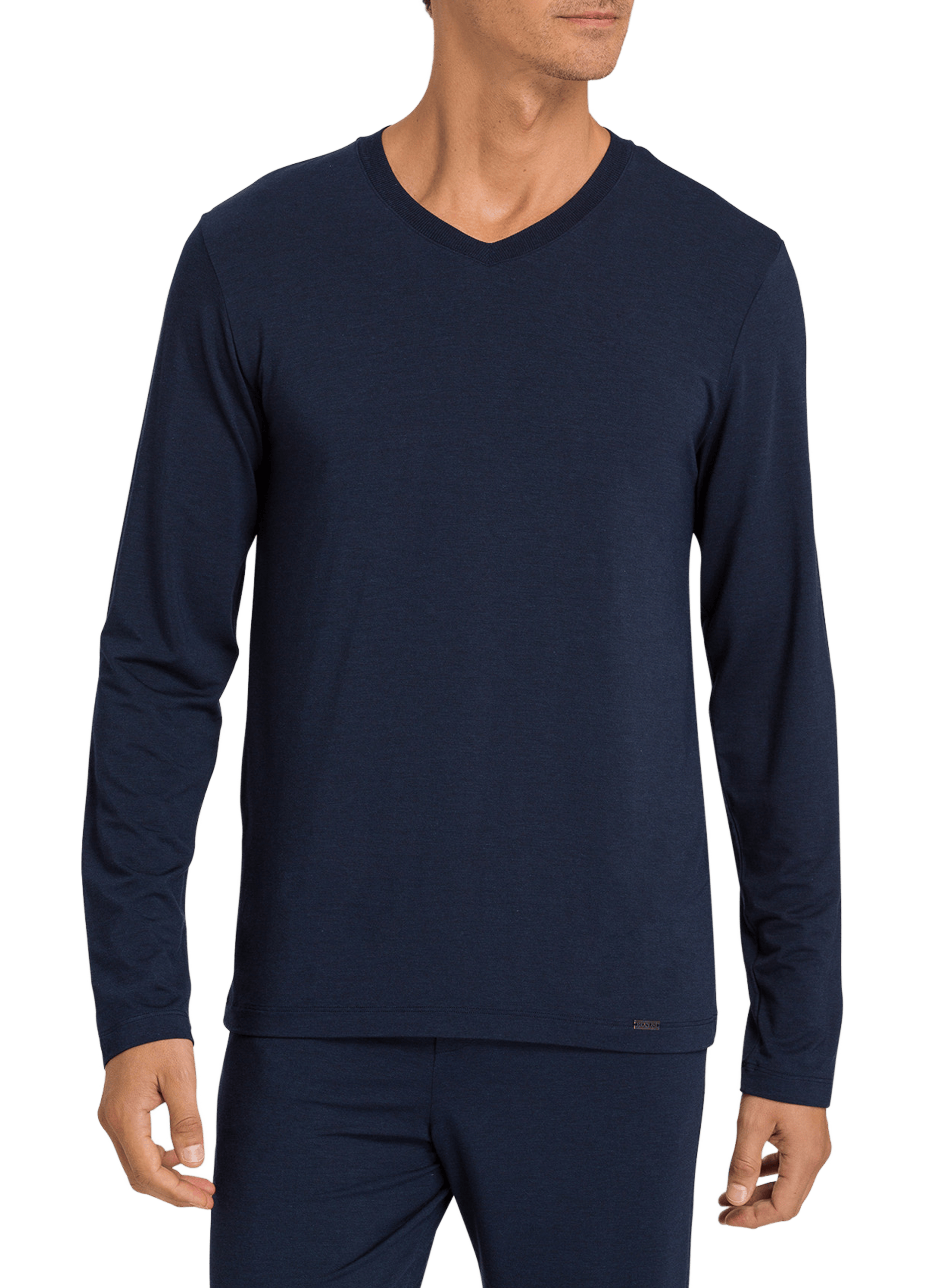 HANRO T-shirt de pyjama manches longues Bleu