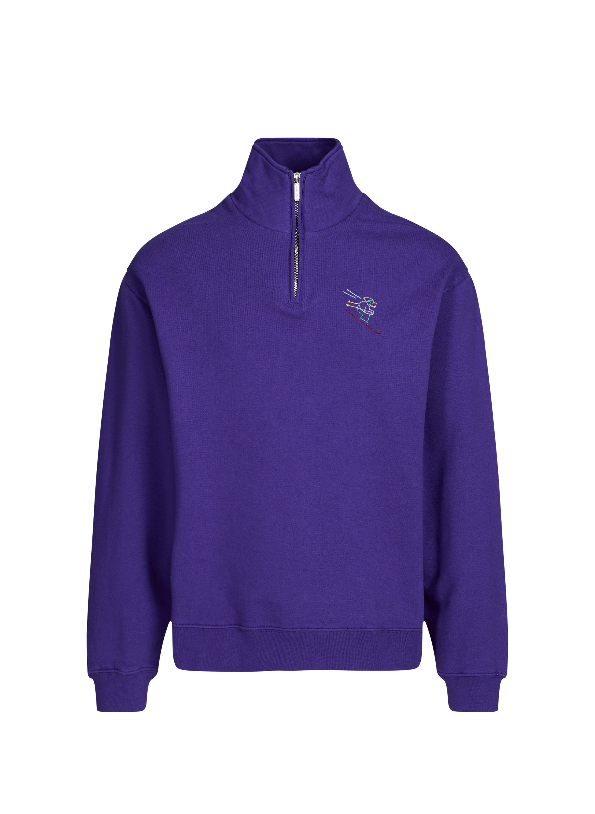 Pull zippé brodé en coton MAISON LABICHE Bleu