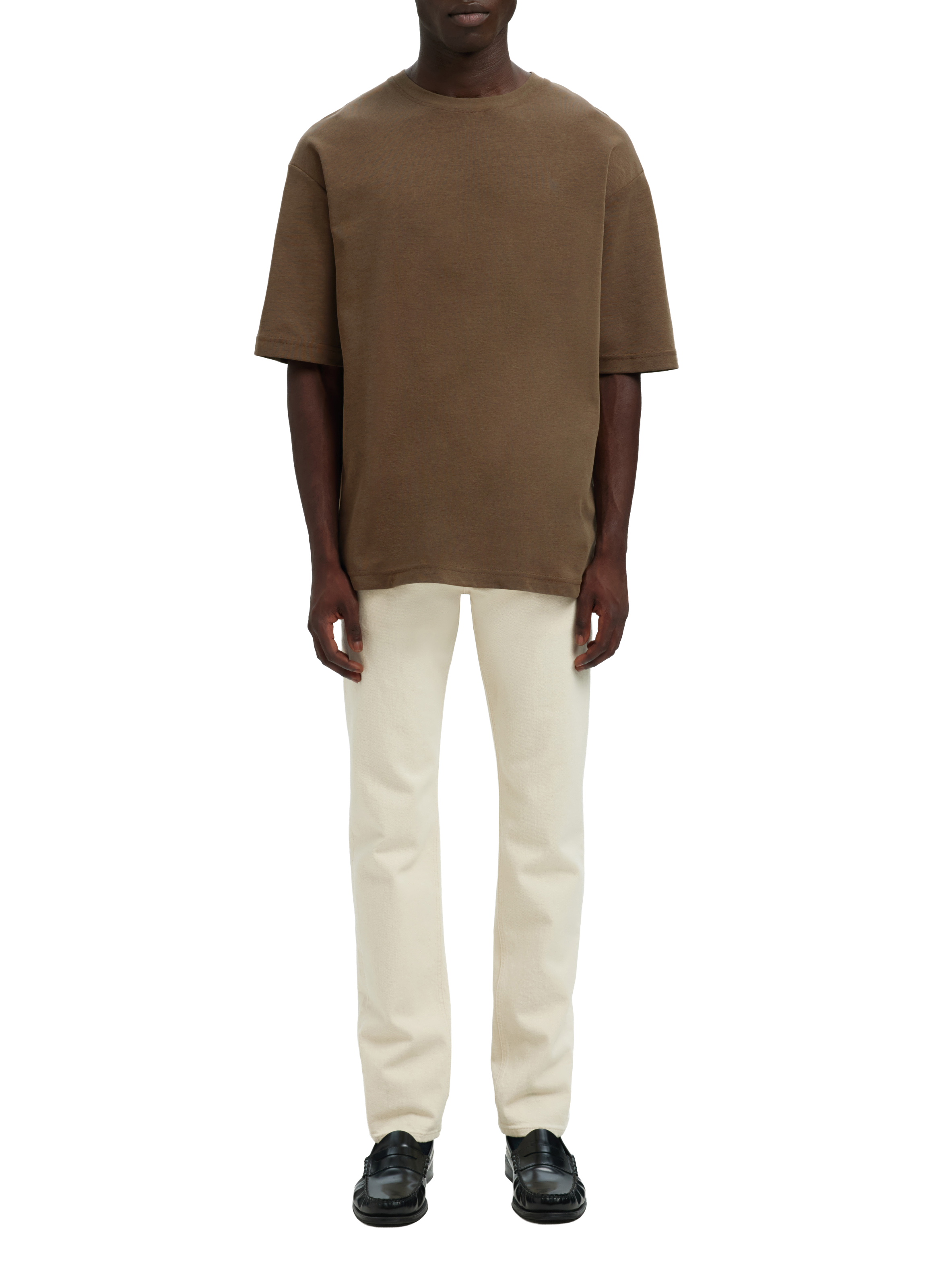 SELECTED T-shirt uni en coton mélangé Marron