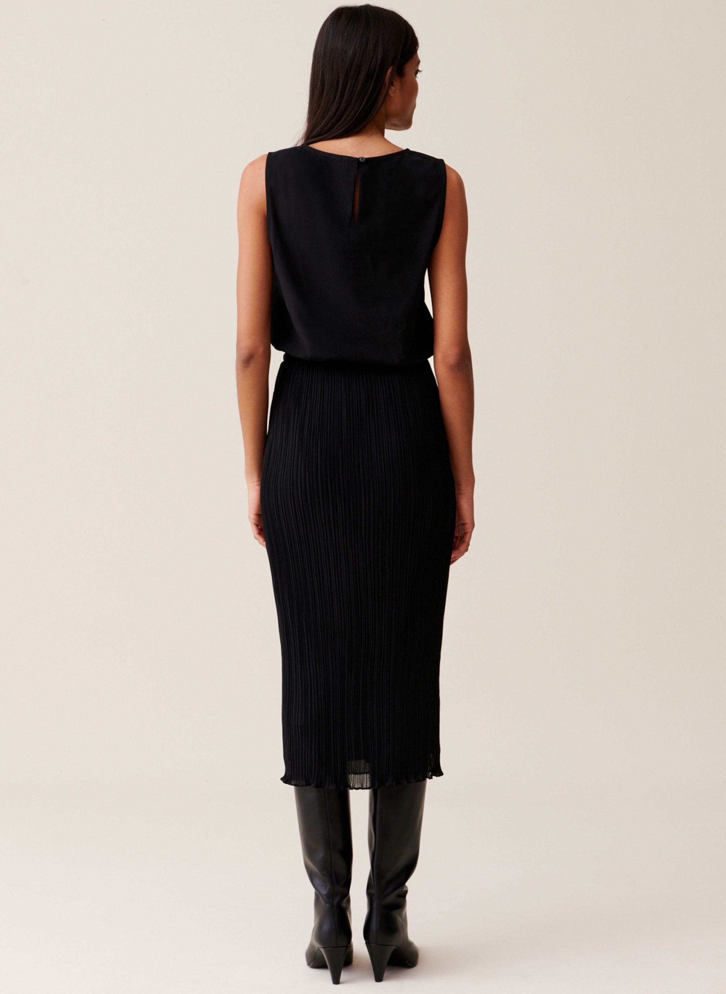 Robe longue col rond plissée CLAUDIE PIERLOT Noir