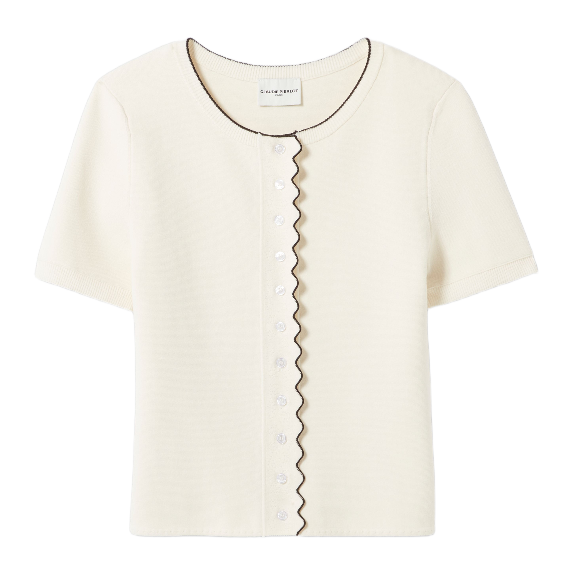 Gilet droit col rond en maille CLAUDIE PIERLOT Beige