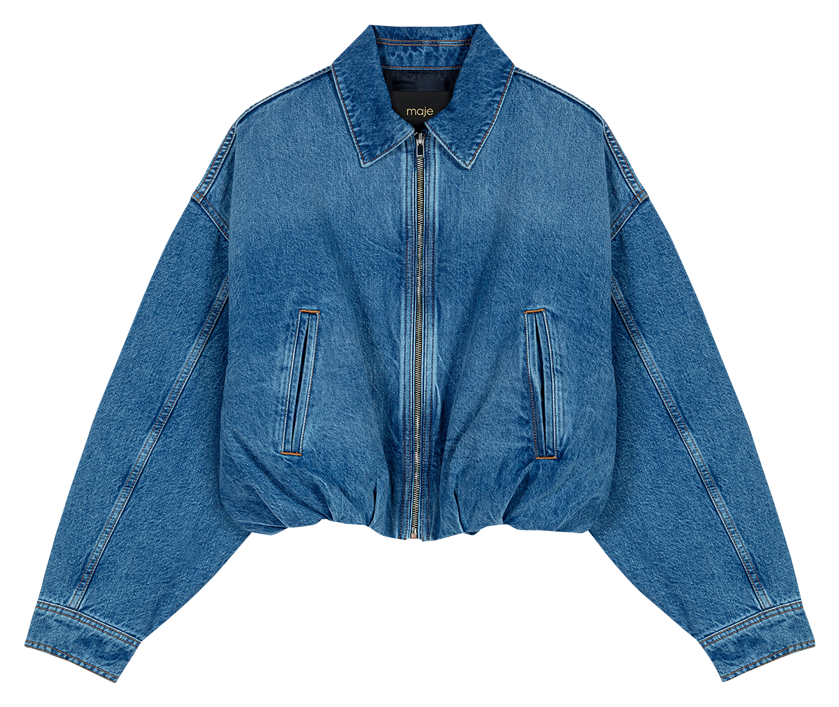 Blouson oversize col classique en coton MAJE Bleu