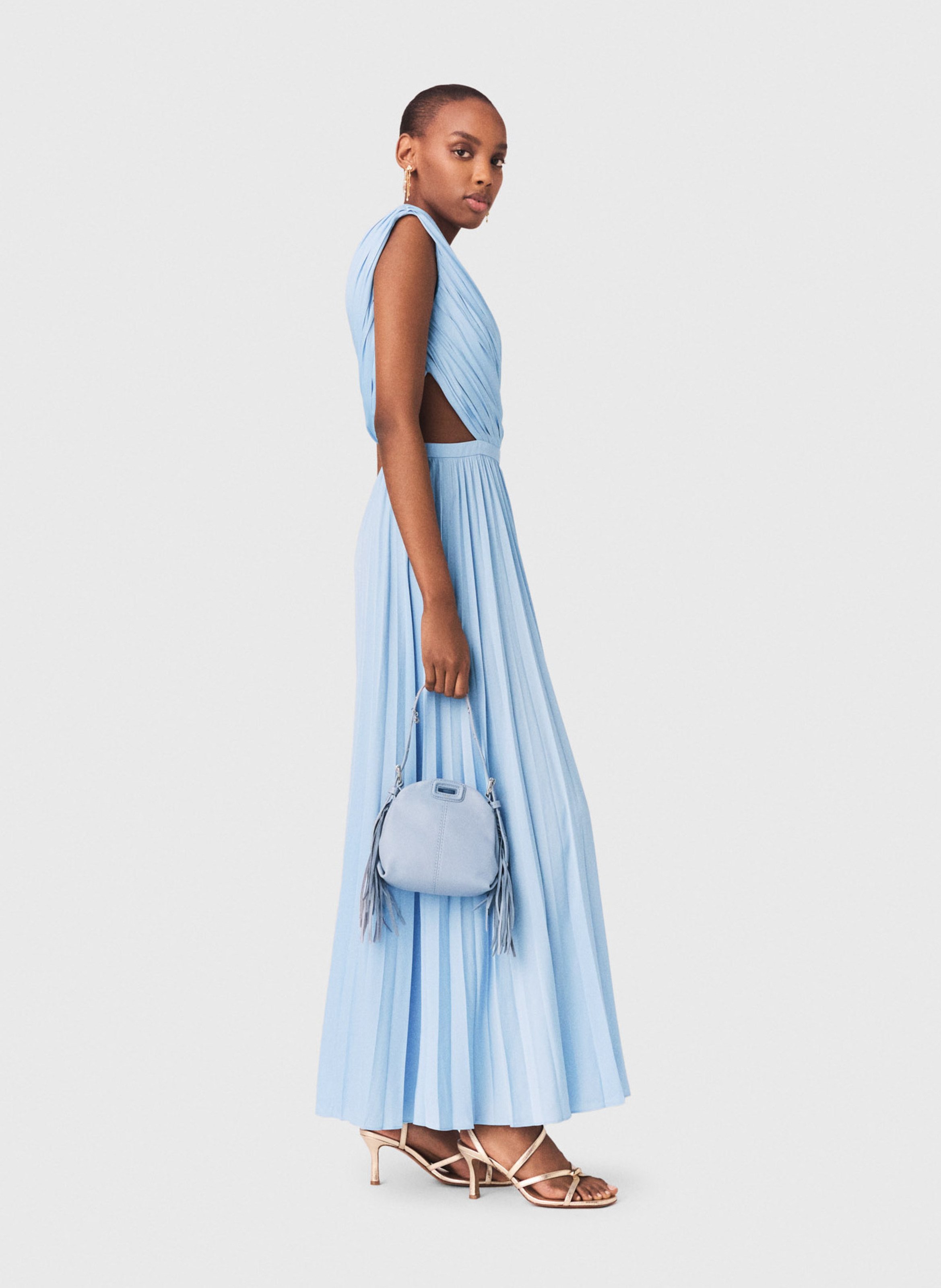 Robe longue asymétrique évasée MAJE Bleu