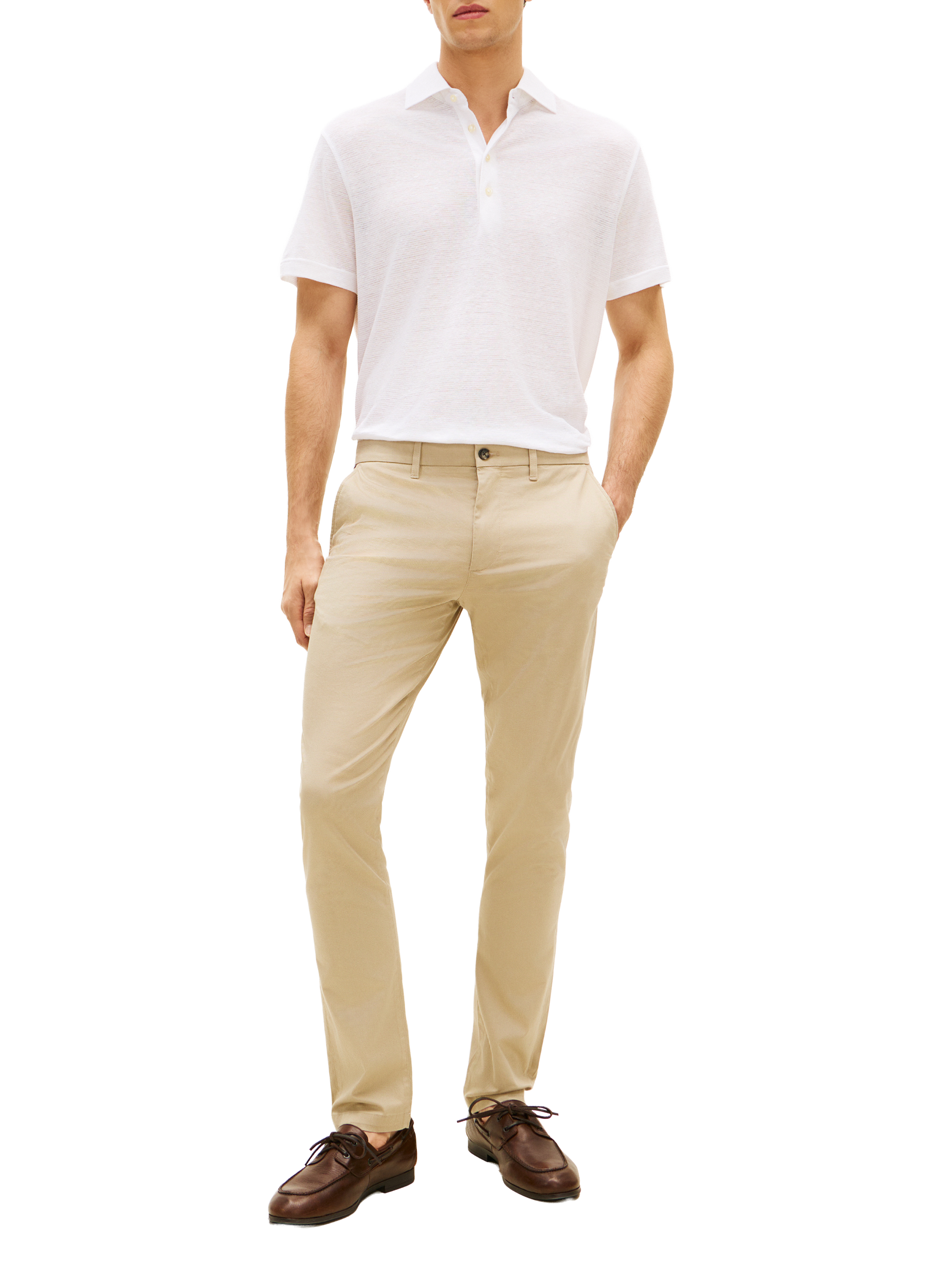 Pantalon coupe slim en coton TOMMY HILFIGER Beige