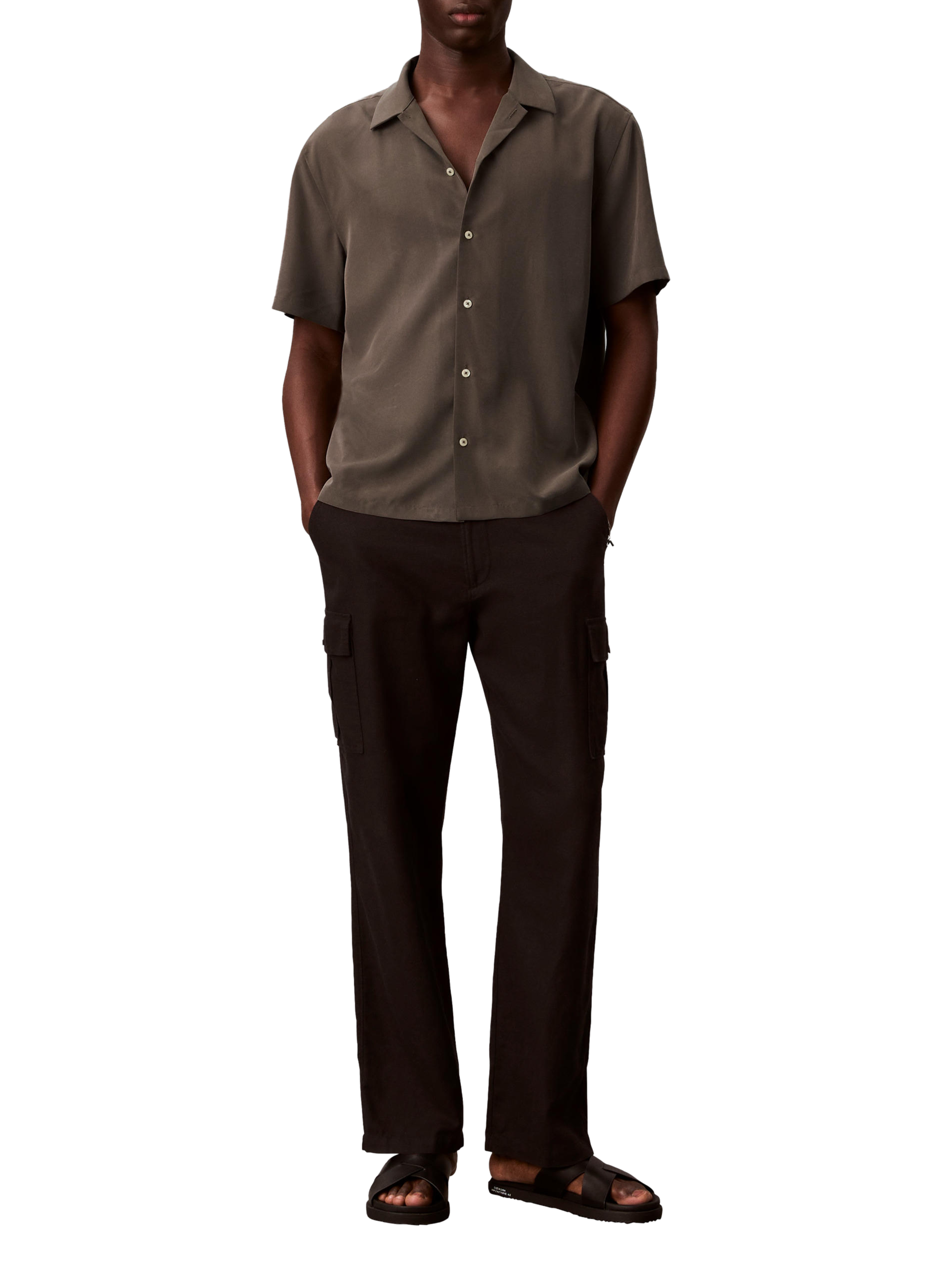 Chemise droite à manches courtes CALVIN KLEIN Marron